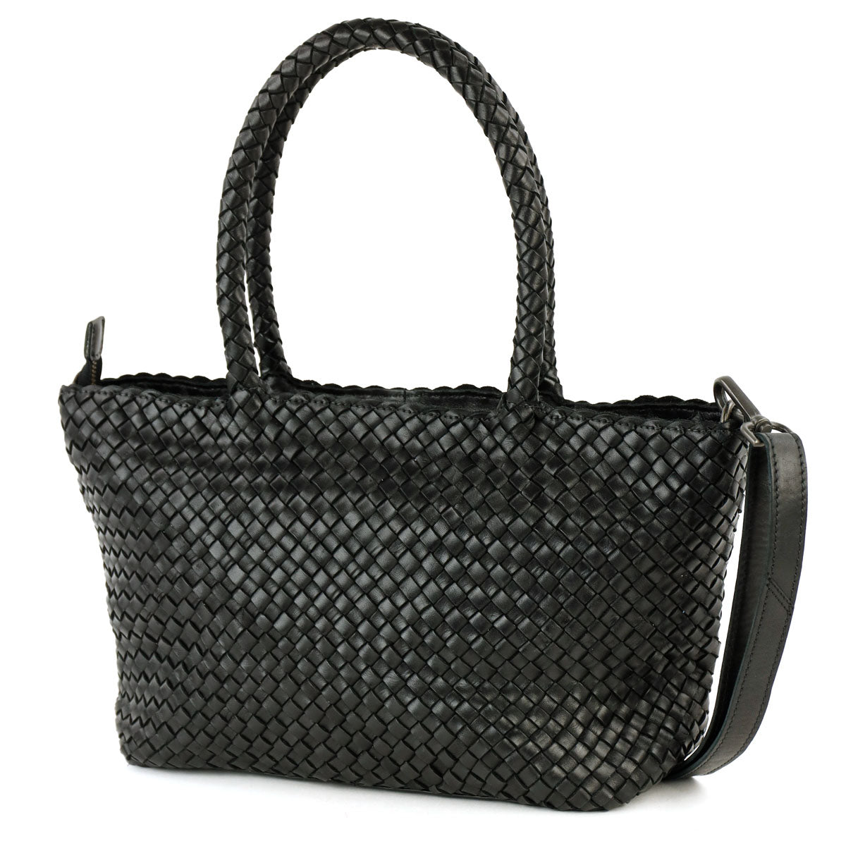 Geflochtene Handtasche/Schultertasche „Franca“, schwarz