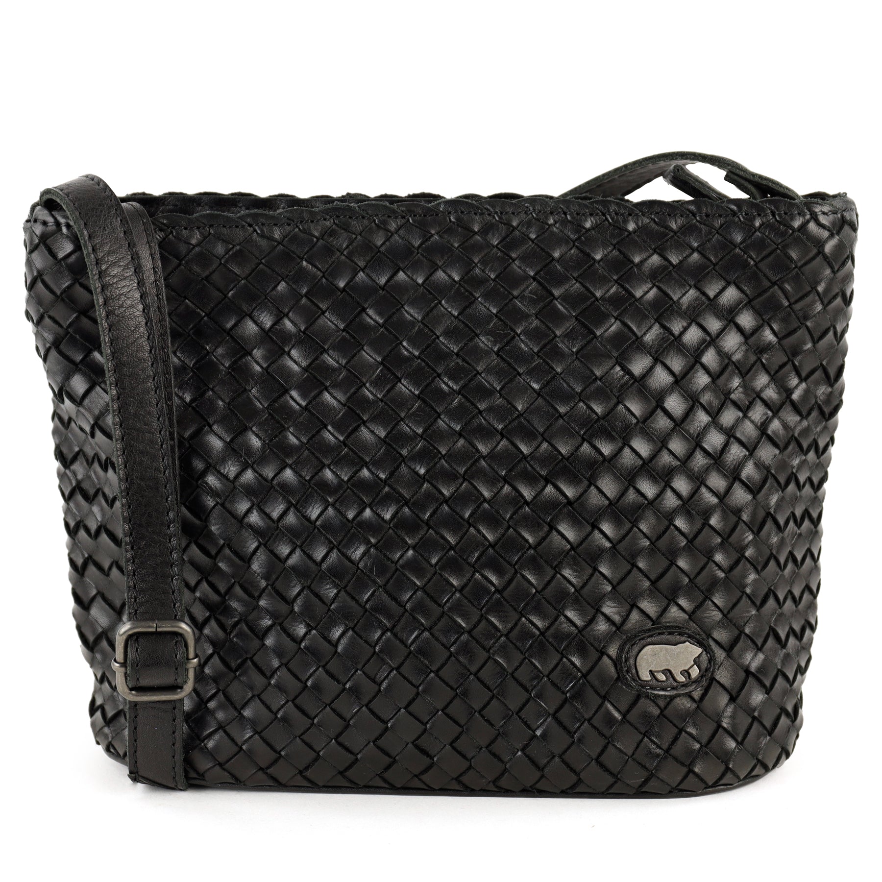 Geflochtene Umhängetasche 'Joan' Schwarz