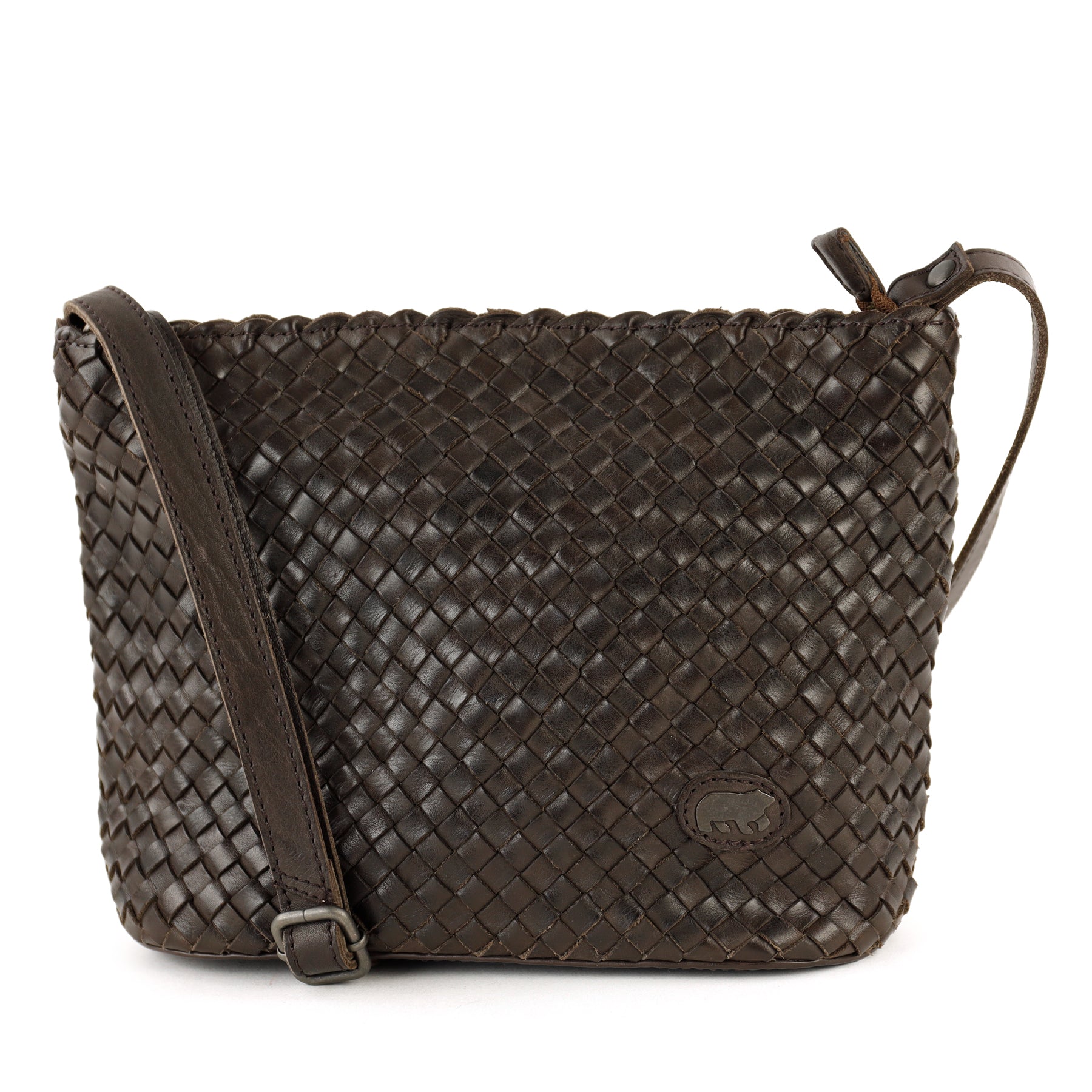 Geflochtene Umhängetasche 'Joan' Dunkelbraun