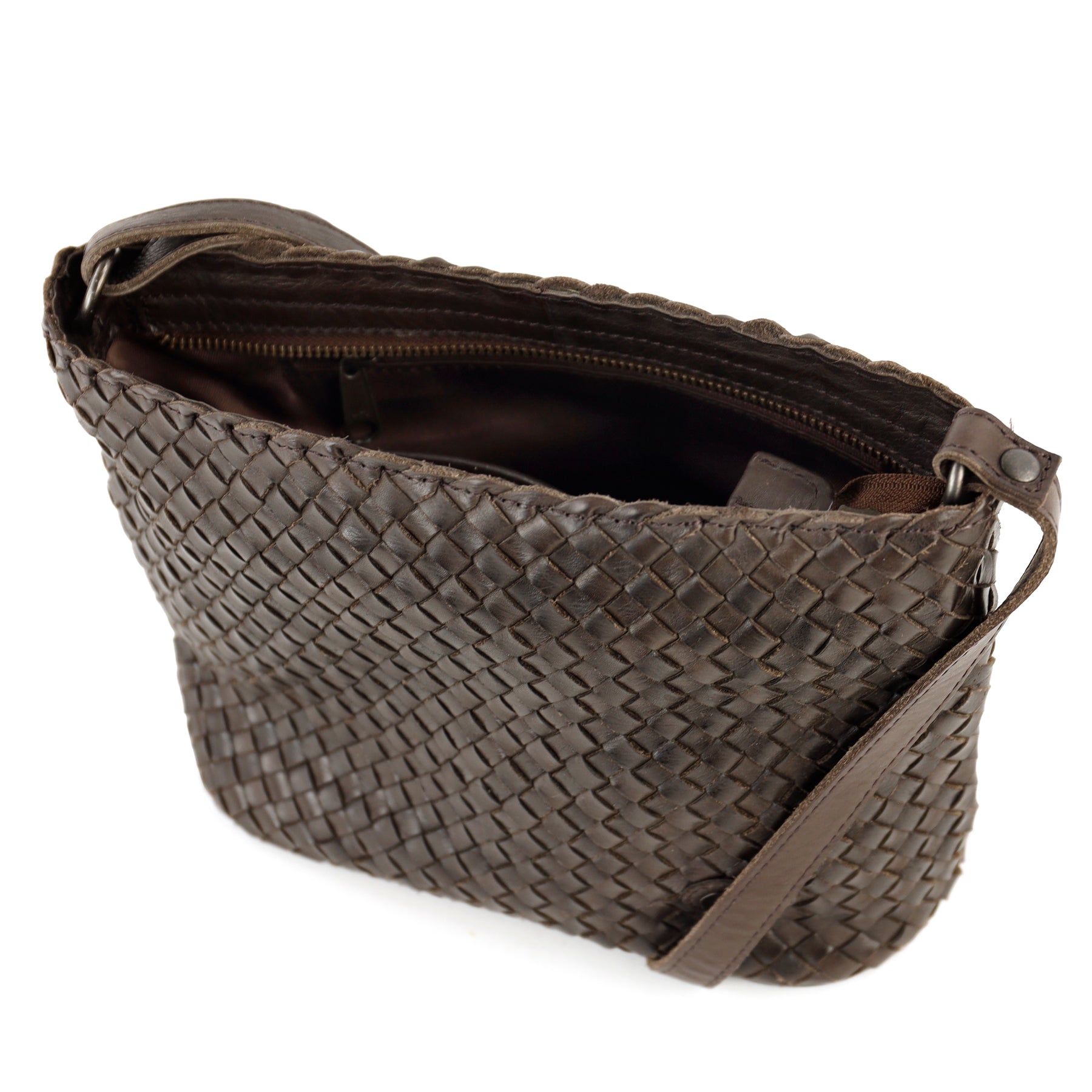 Geflochtene Umhängetasche 'Joan' Dunkelbraun