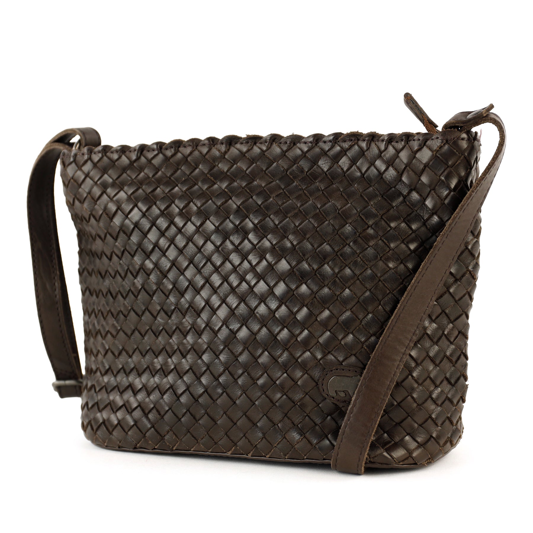 Geflochtene Umhängetasche 'Joan' Dunkelbraun