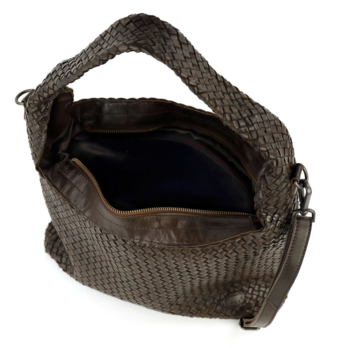 Geflochtene Tasche/Schultertasche „Lauraine“, dunkelbraun