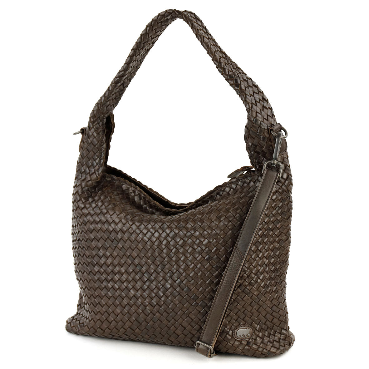 Geflochtene Tasche/Schultertasche „Lauraine“, dunkelbraun