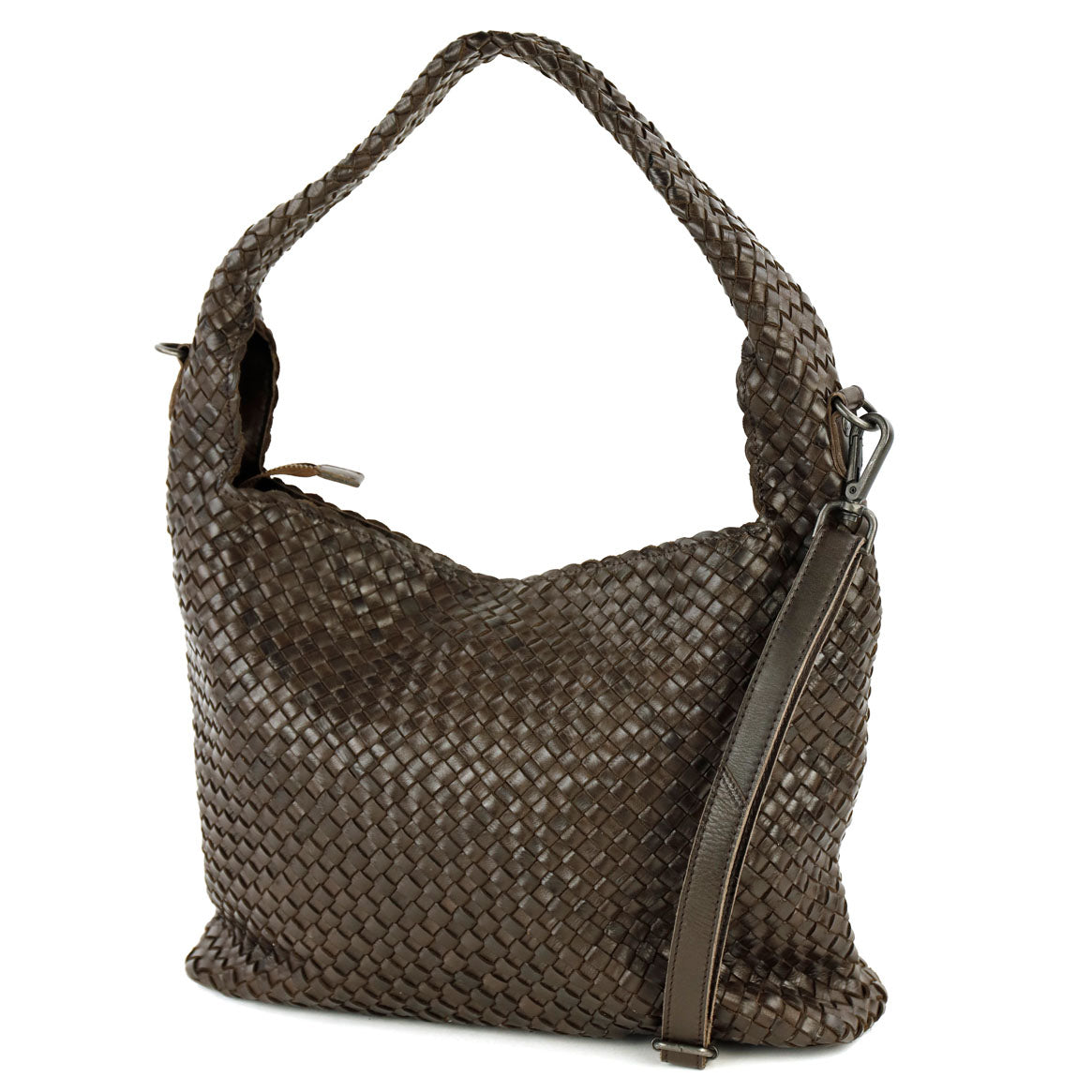 Geflochtene Tasche/Schultertasche „Lauraine“, dunkelbraun