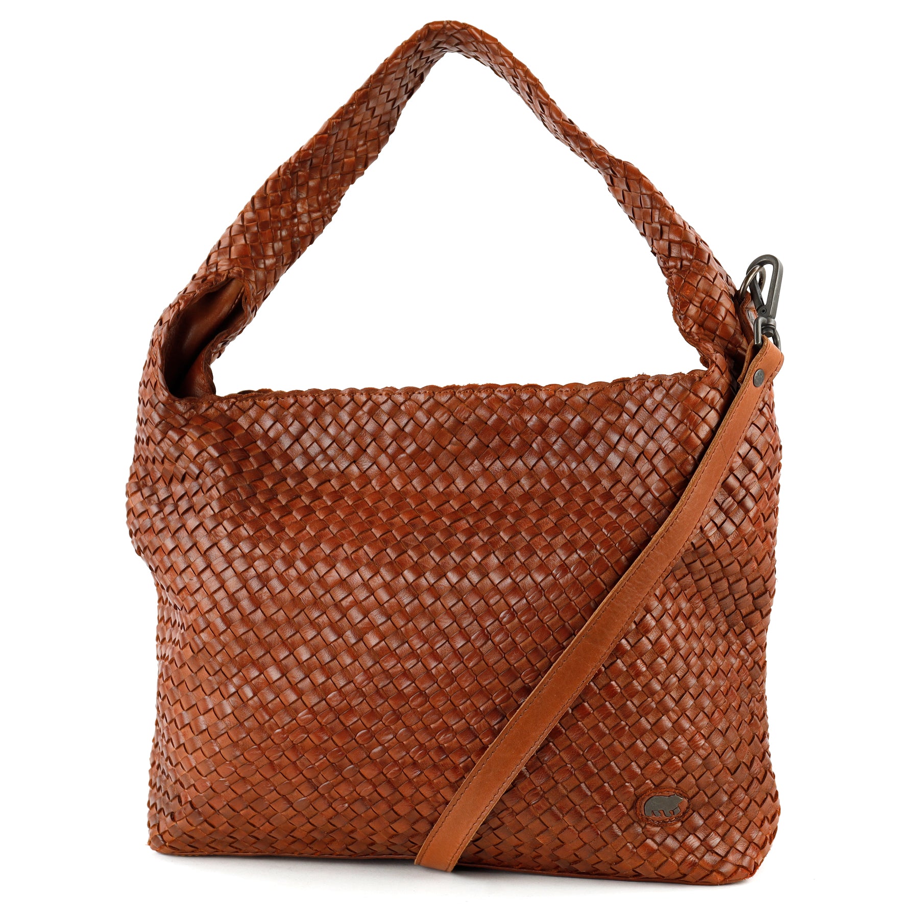 Geflochtene Tasche/Schultertasche „Lauraine“ Cognac