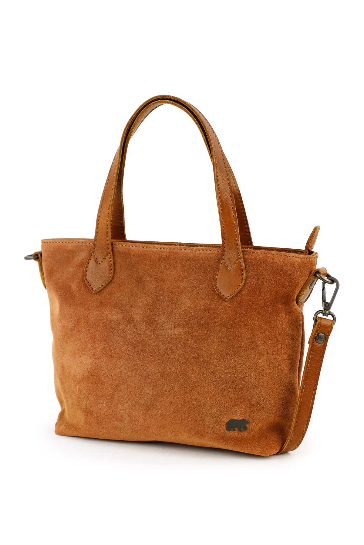 Hand-/schoudertas 'Wietske' suede cognac