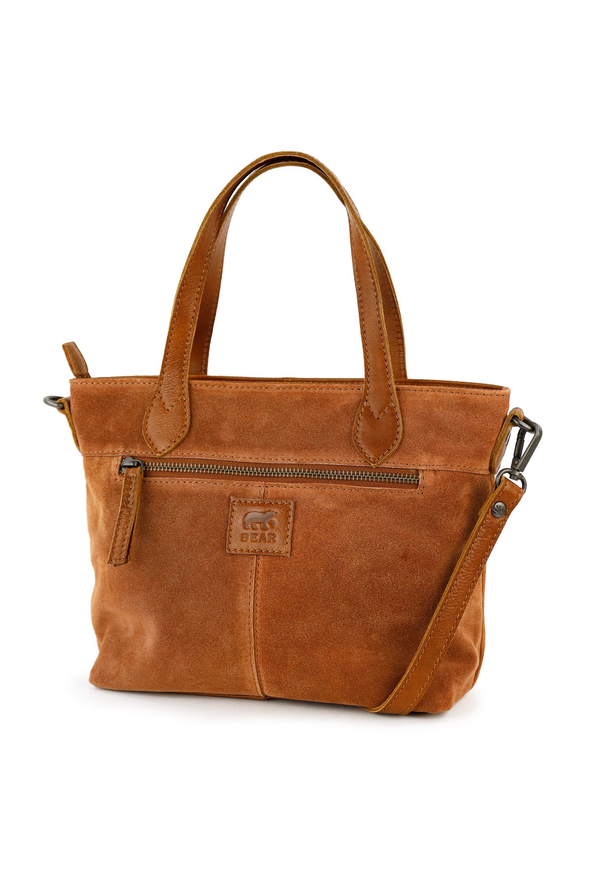 Velours Hand-/Umhängetasche 'Wietske' Cognac