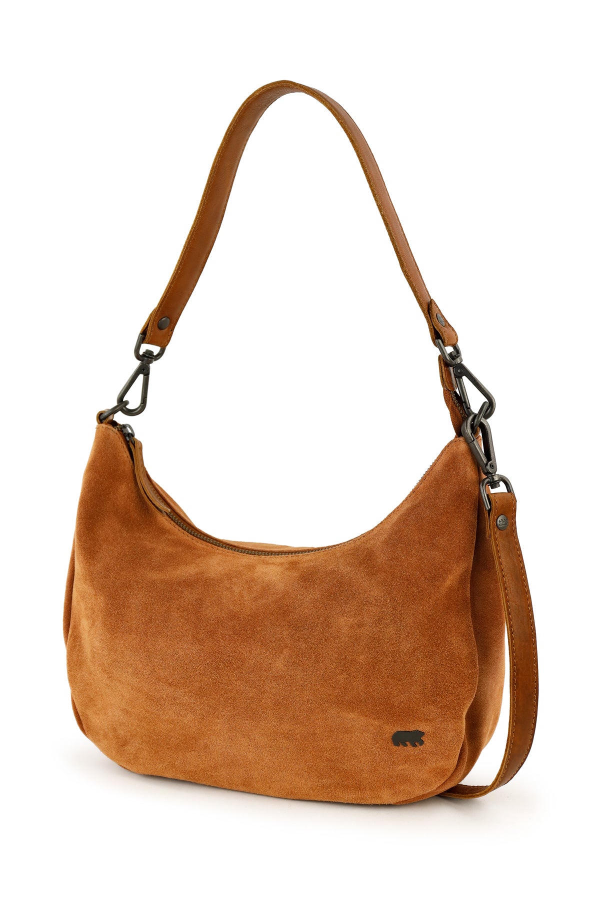 Buidel/schoudertas 'Dieuwke' suede cognac