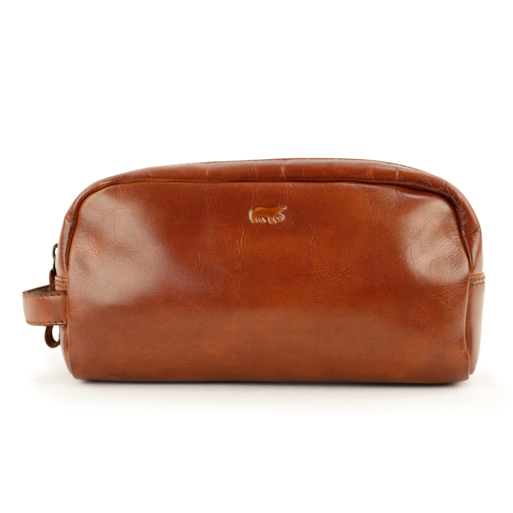 Toilettas met dubbel vak 'Bo' cognac