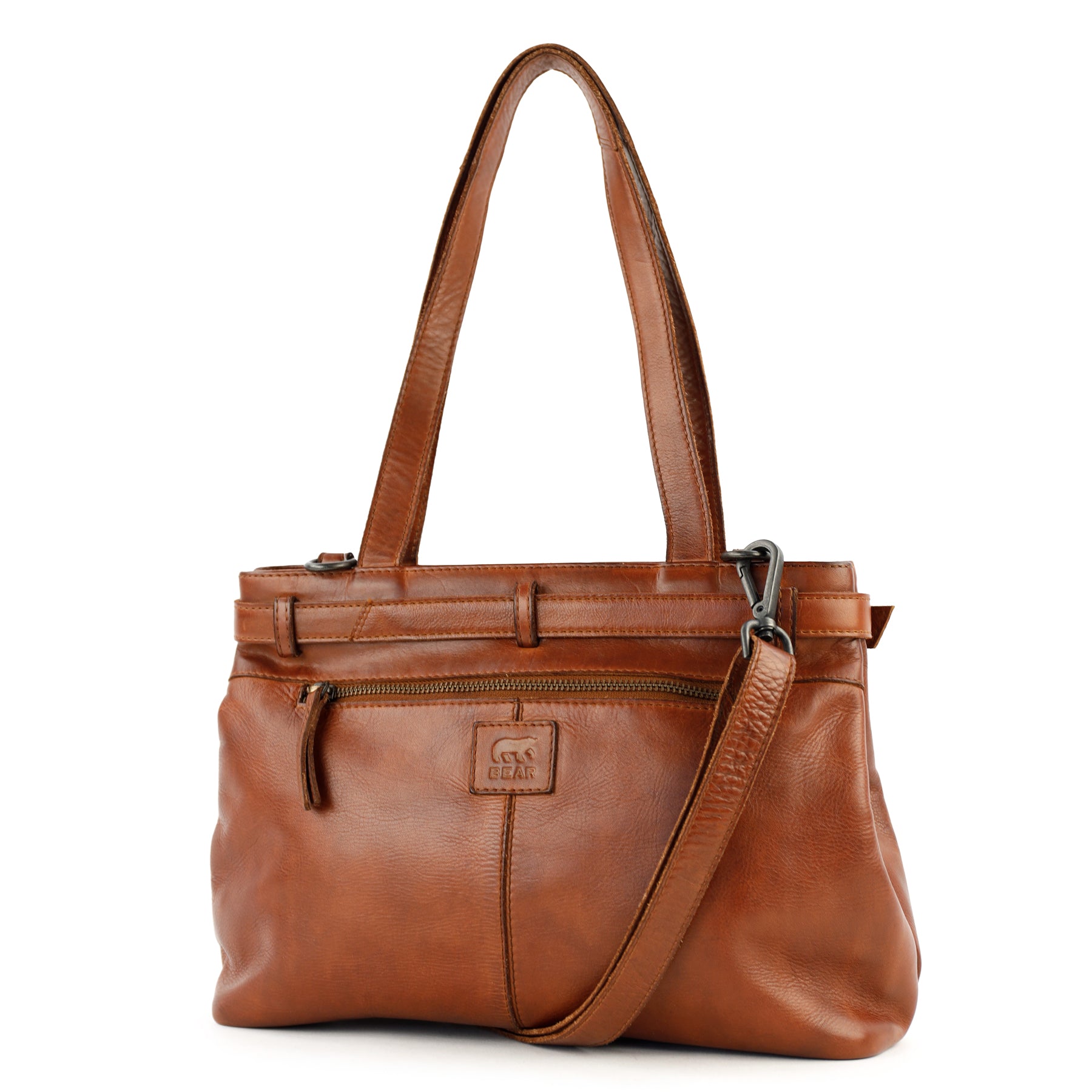 Hand-/Umhängetasche mit Schnalle 'Evi' Cognac