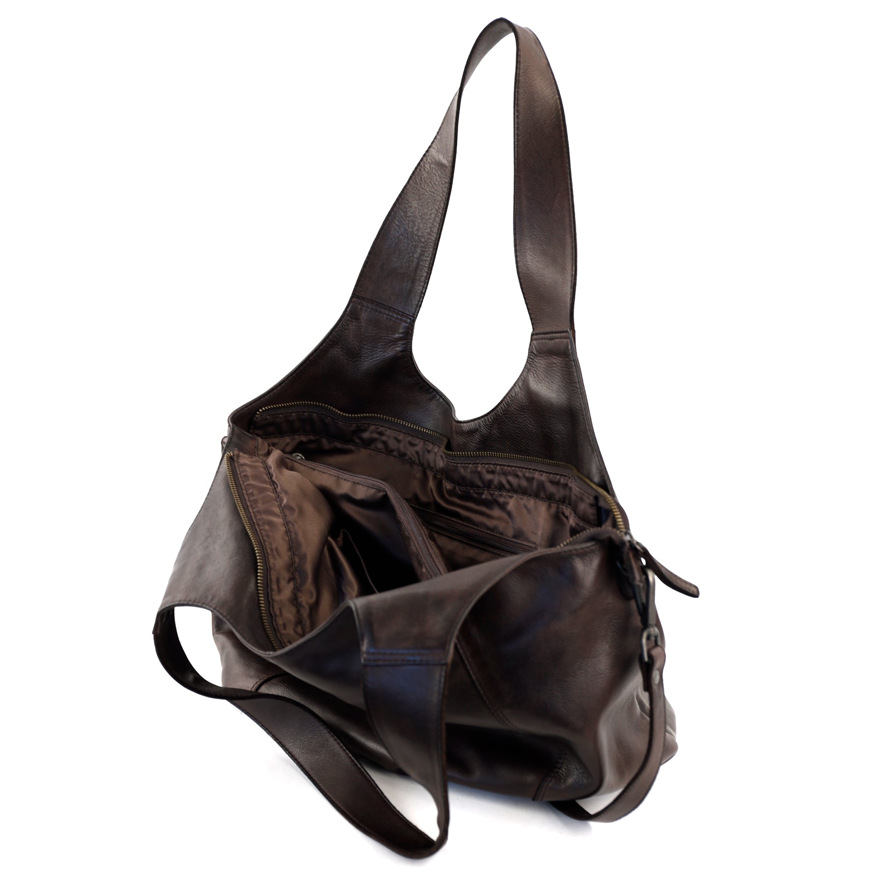 Großer Shopper/Beuteltasche 'Aurora' Dunkelbraun