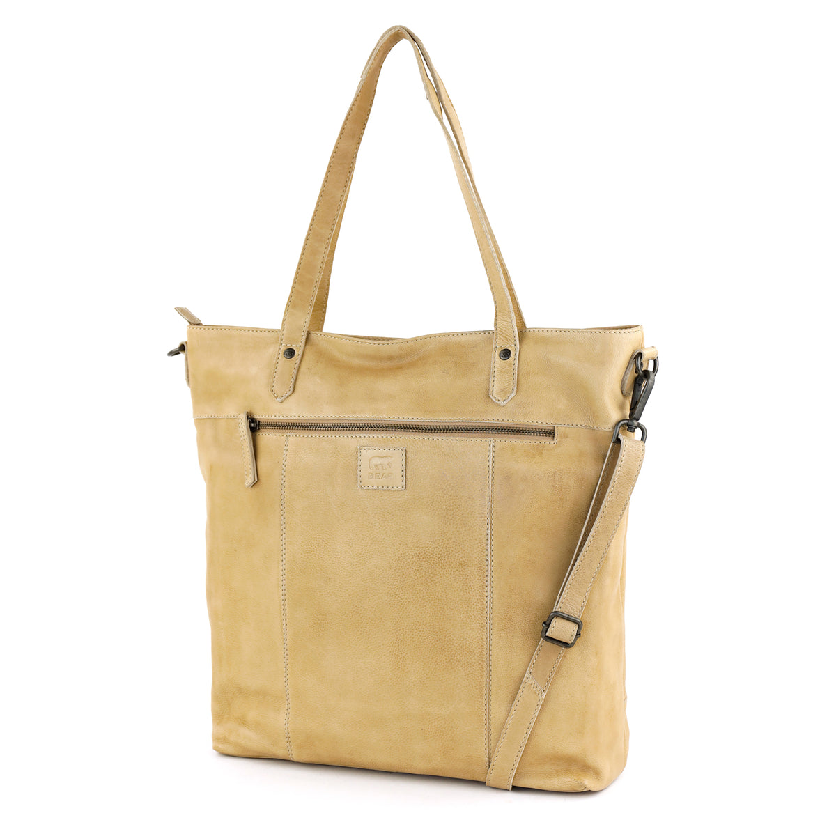 Geräumige Shopper-/Schultertasche mit Laptopfach – „Claire“ beige