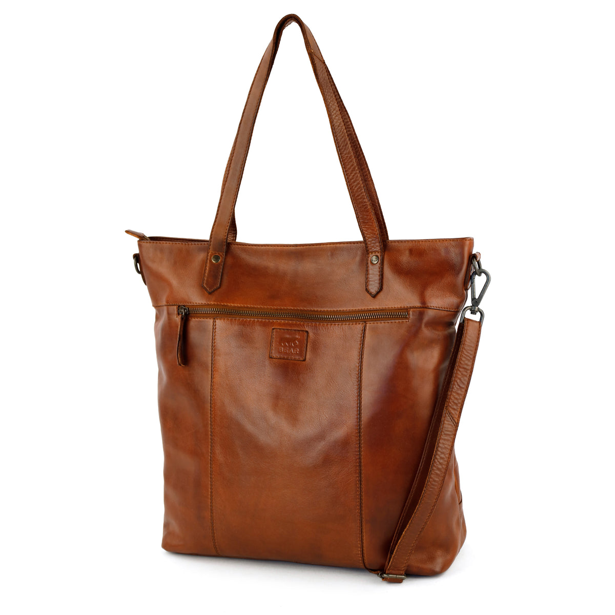 Geräumige Shopper-/Schultertasche mit Laptopfach – „Claire“ beige