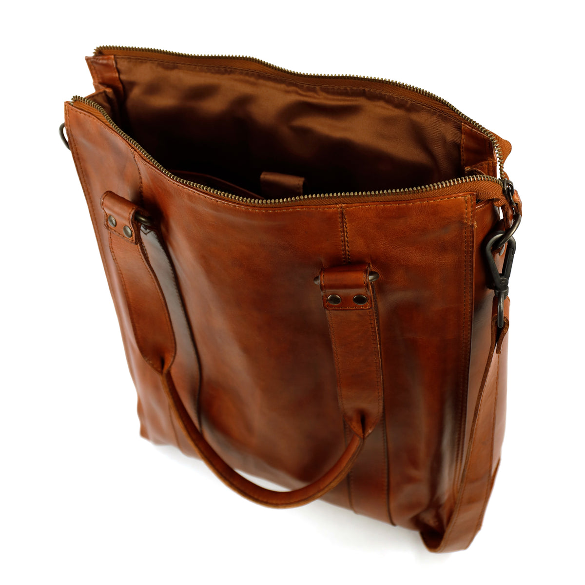 Hand-/Schultertasche mit Laptopfach – „Freya“ Cognac