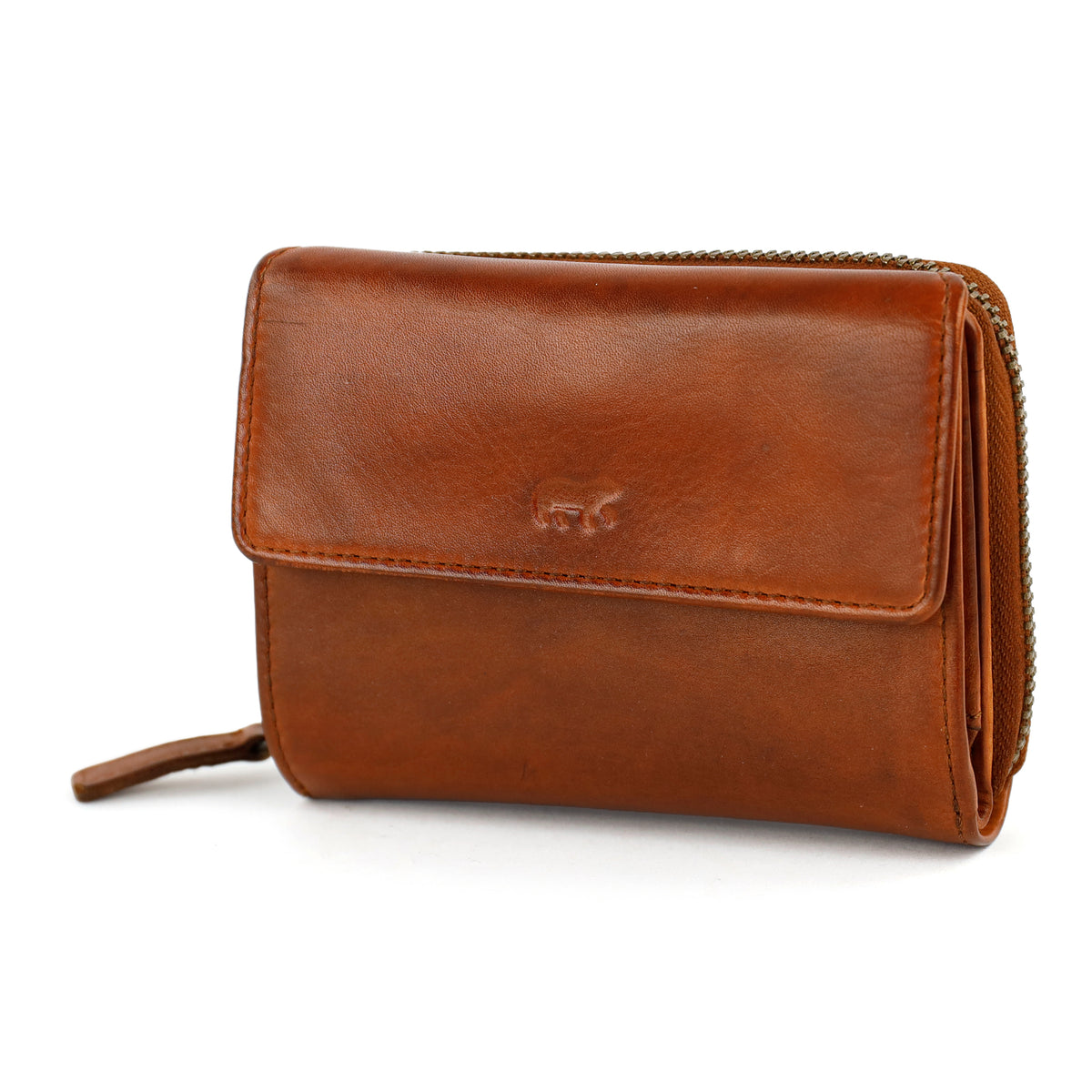 RFID Ritsportemonnee met overslag 'Alba' cognac