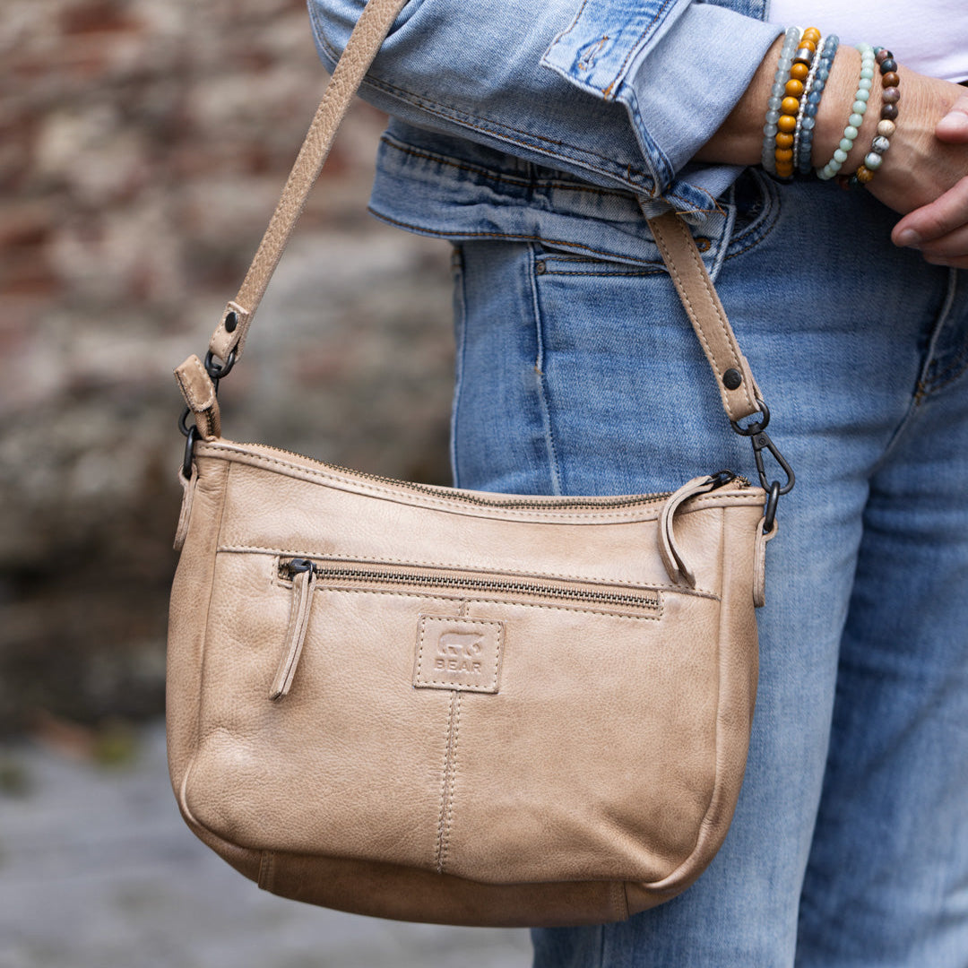 Hand-/Umhängetasche 'Elvira' Geflochten Beige