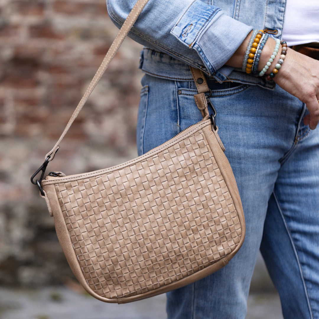 Hand-/Umhängetasche 'Elvira' Geflochten Beige