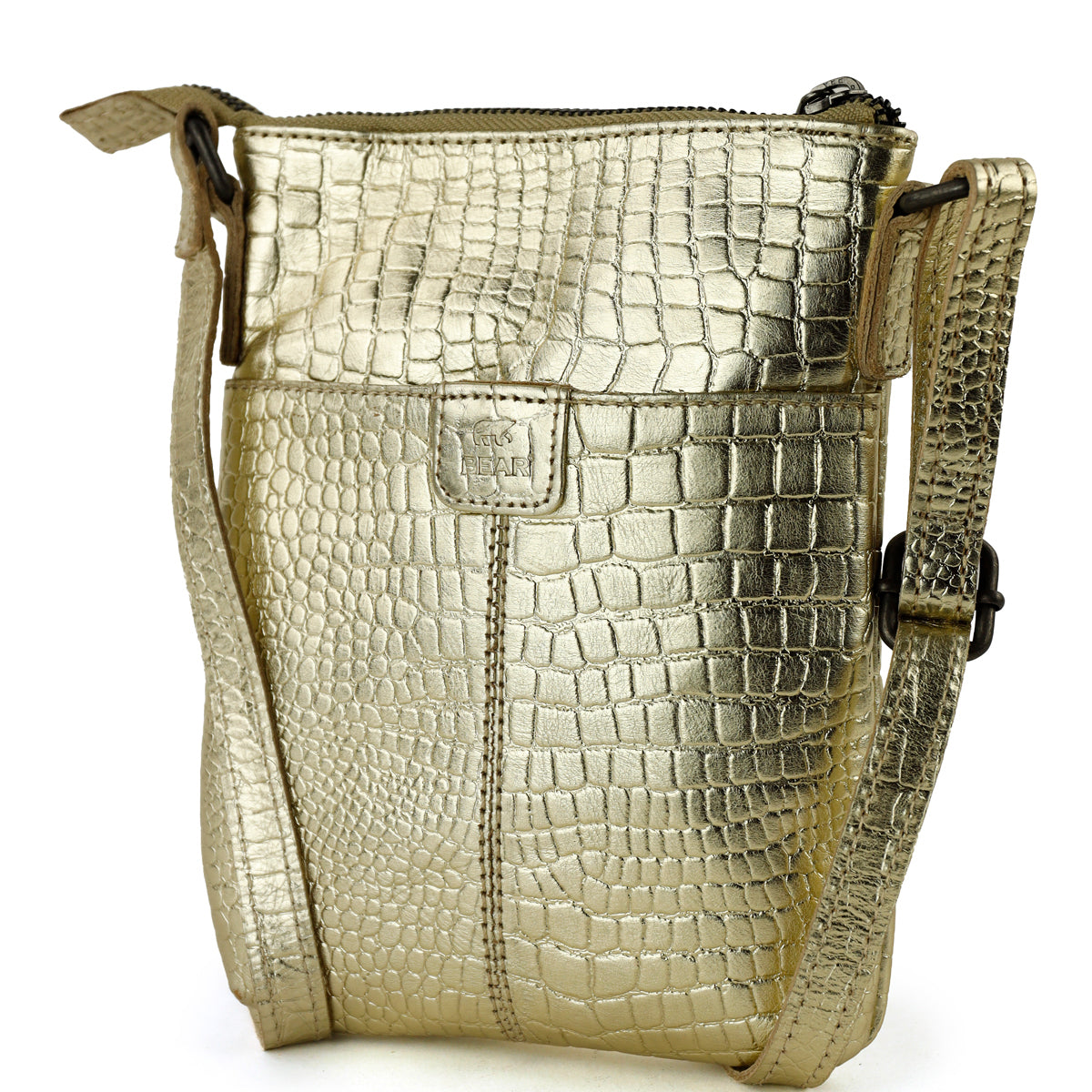 Schultertasche „Davide“ Croco/champagne