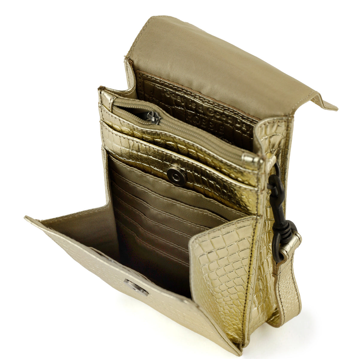 Schultertasche „Robbie“ 2.0 Croco/champagne