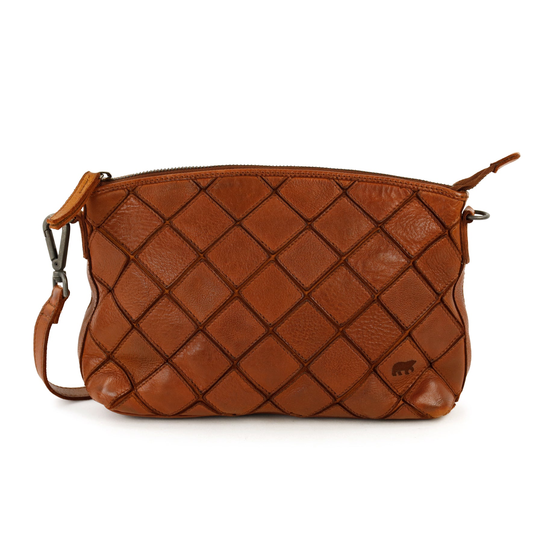 Patchwork Umhängetasche 'Louise' Cognac