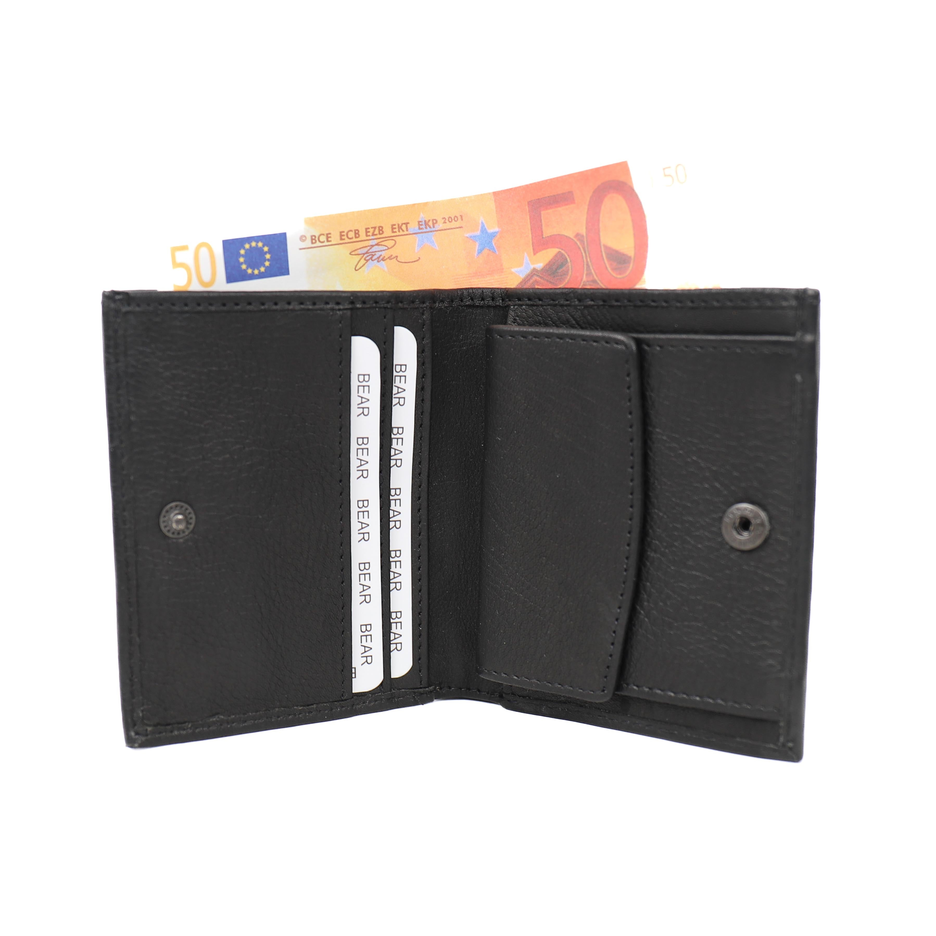 Billfold mit Druckknopf 'Noud' Schwarz