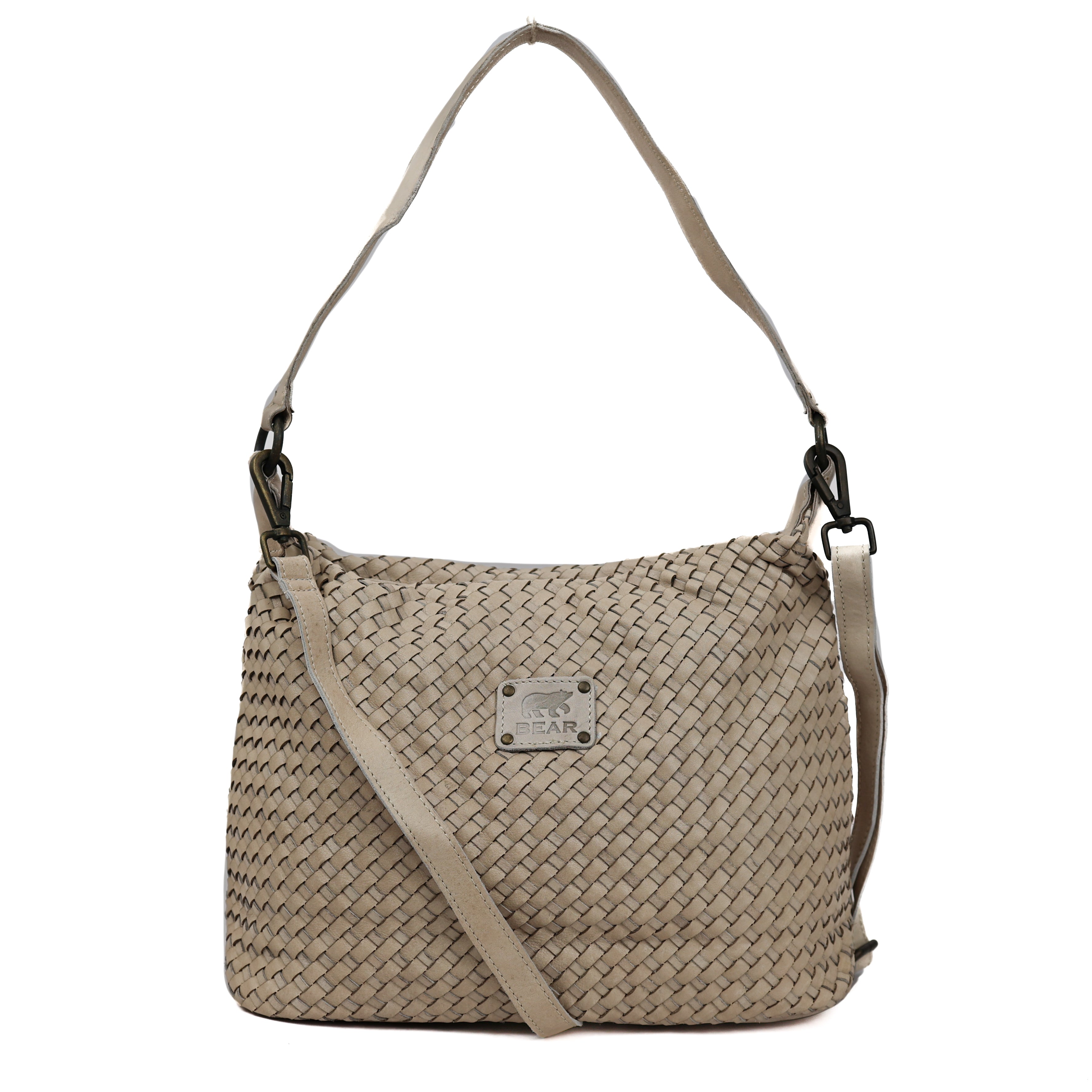 Geflochtene Beuteltasche 'Marlène' Creme