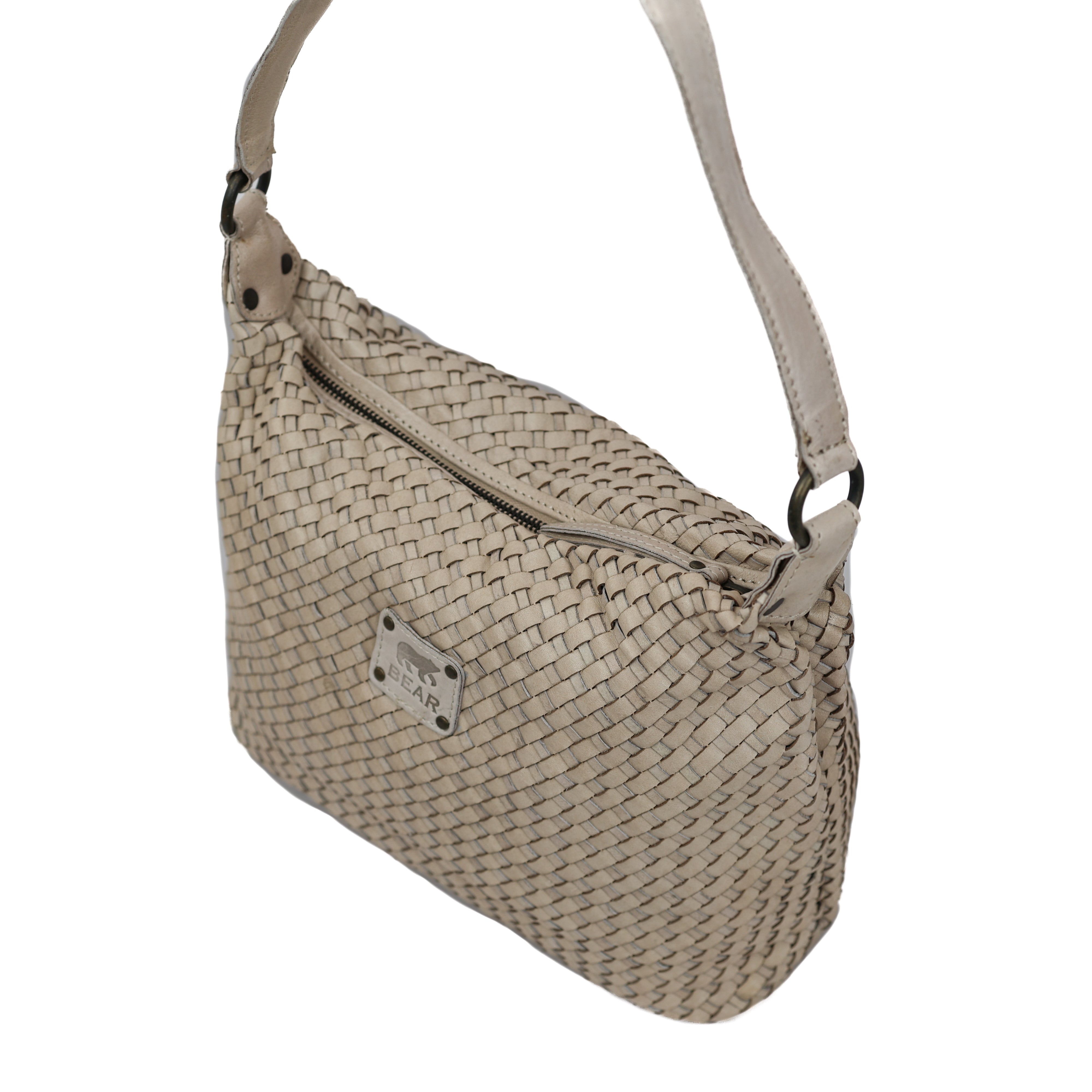 Geflochtene Beuteltasche 'Marlène' Creme