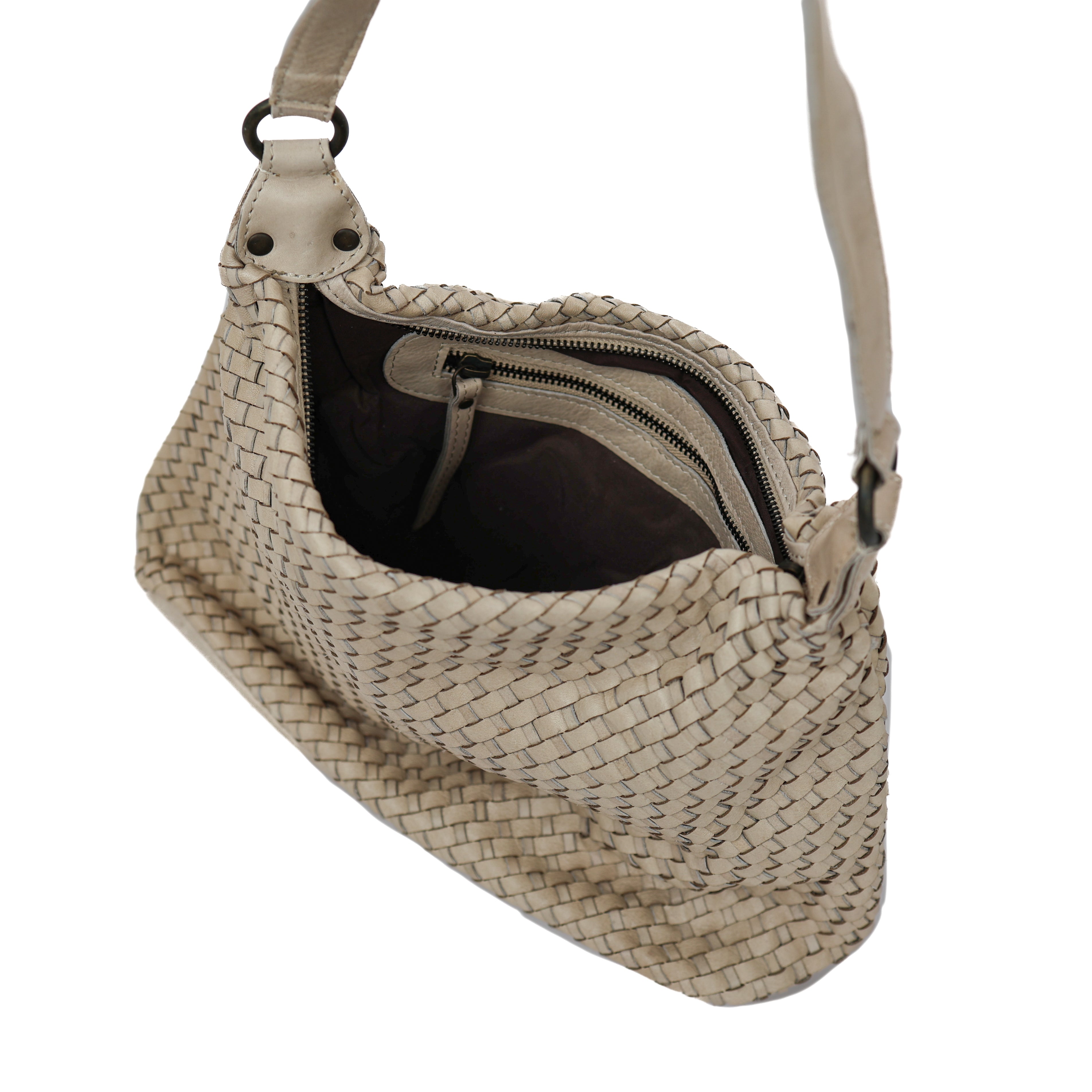 Geflochtene Beuteltasche 'Marlène' Creme