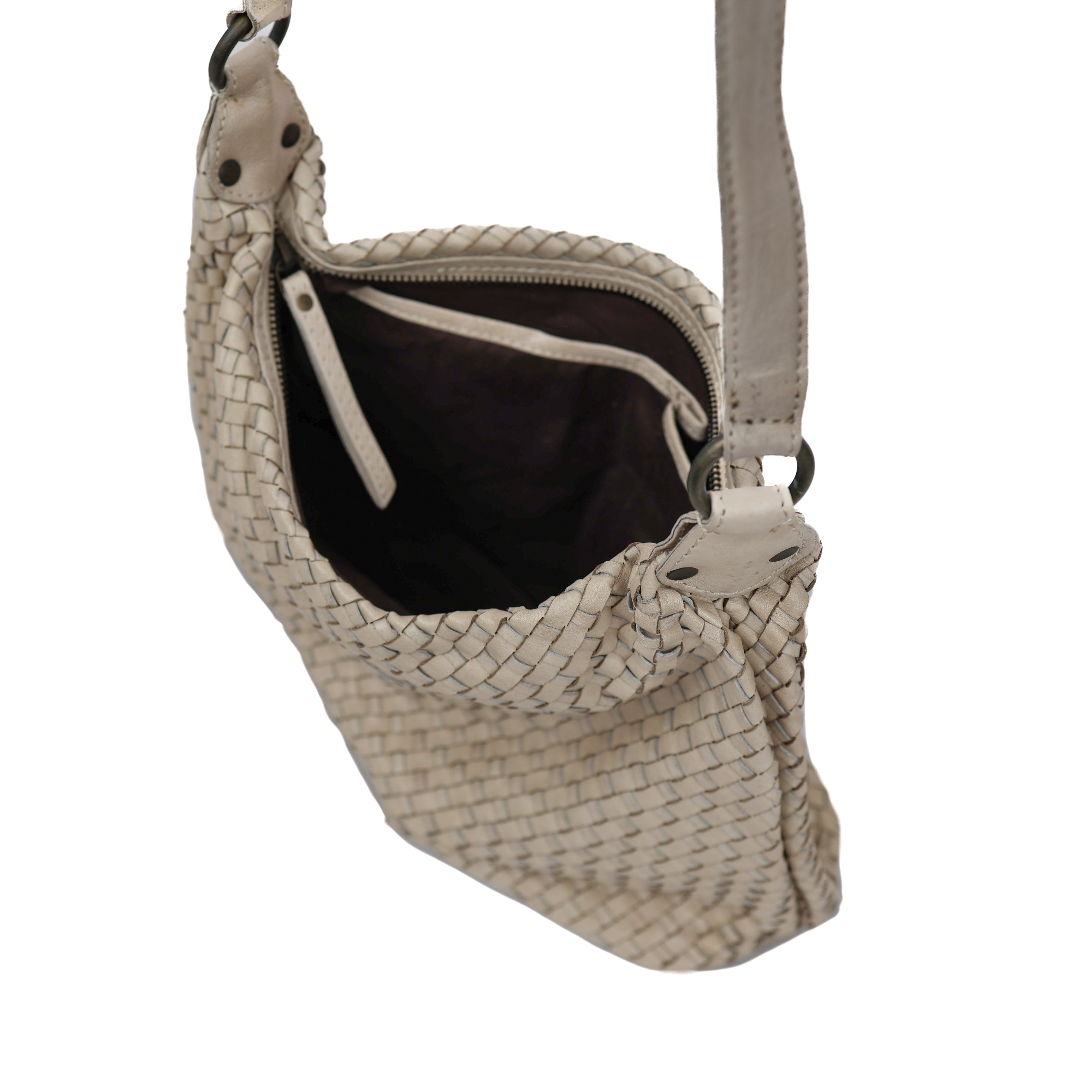 Geflochtene Beuteltasche 'Marlène' Creme