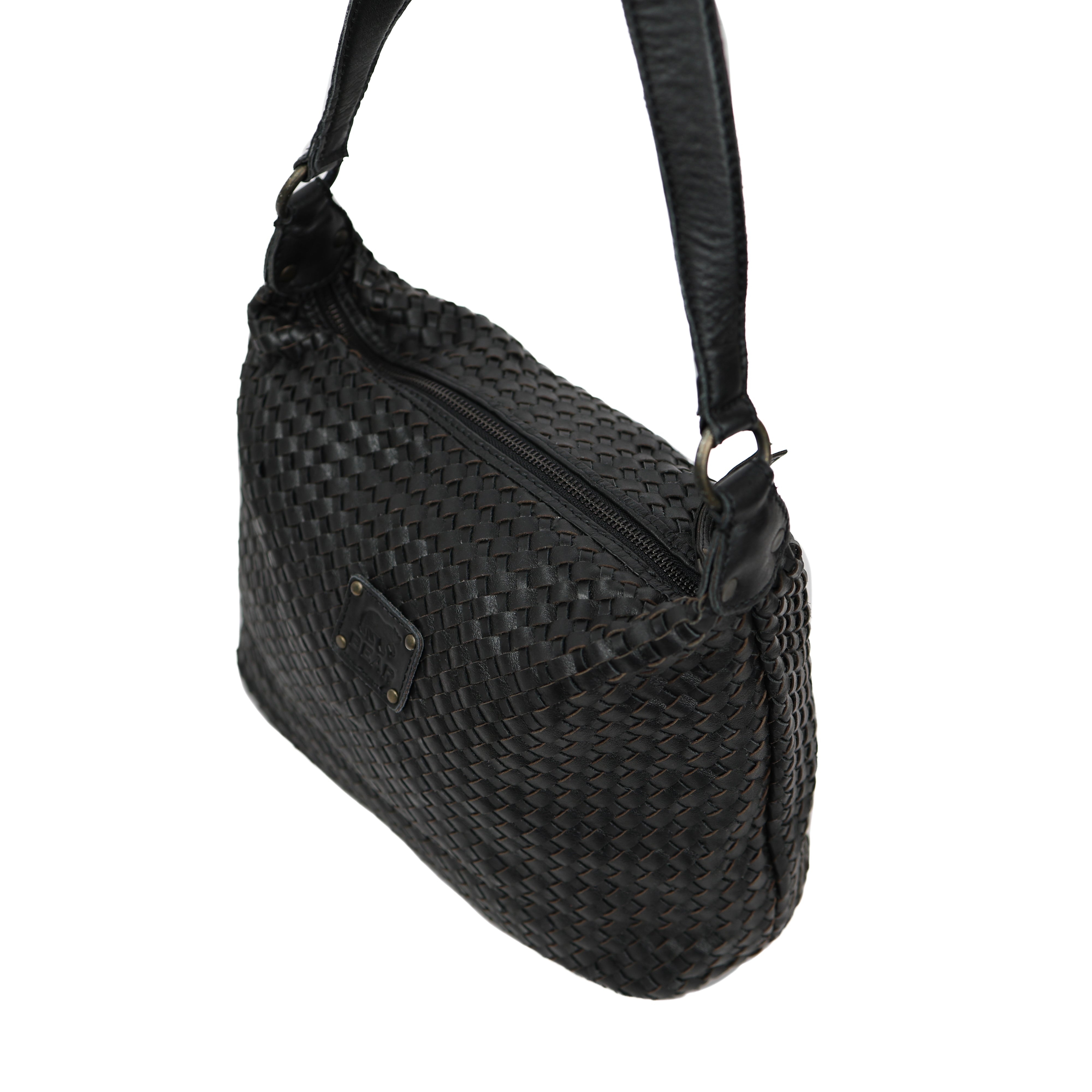 Geflochtene Beuteltasche 'Marlène' Schwarz