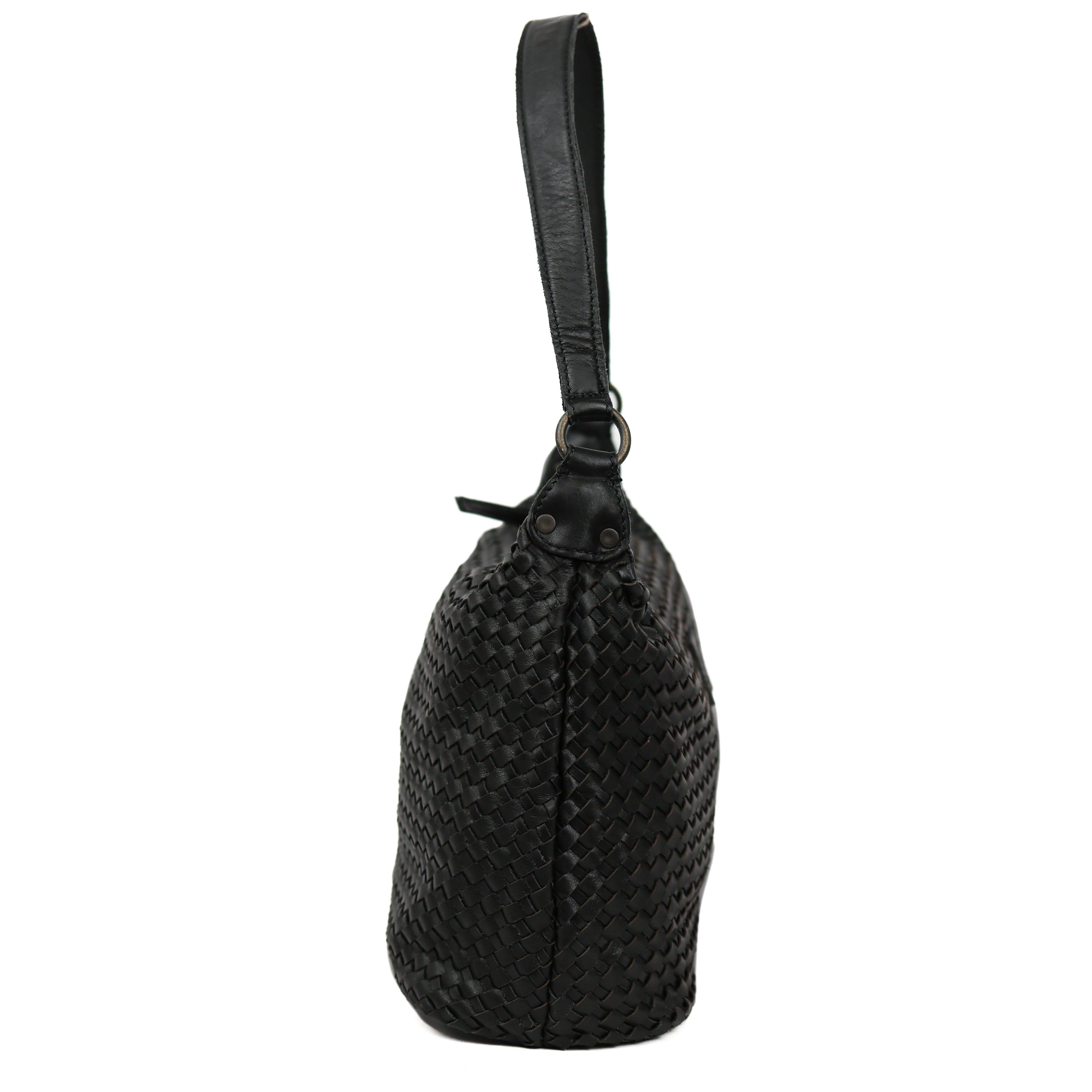 Geflochtene Beuteltasche 'Marlène' Schwarz