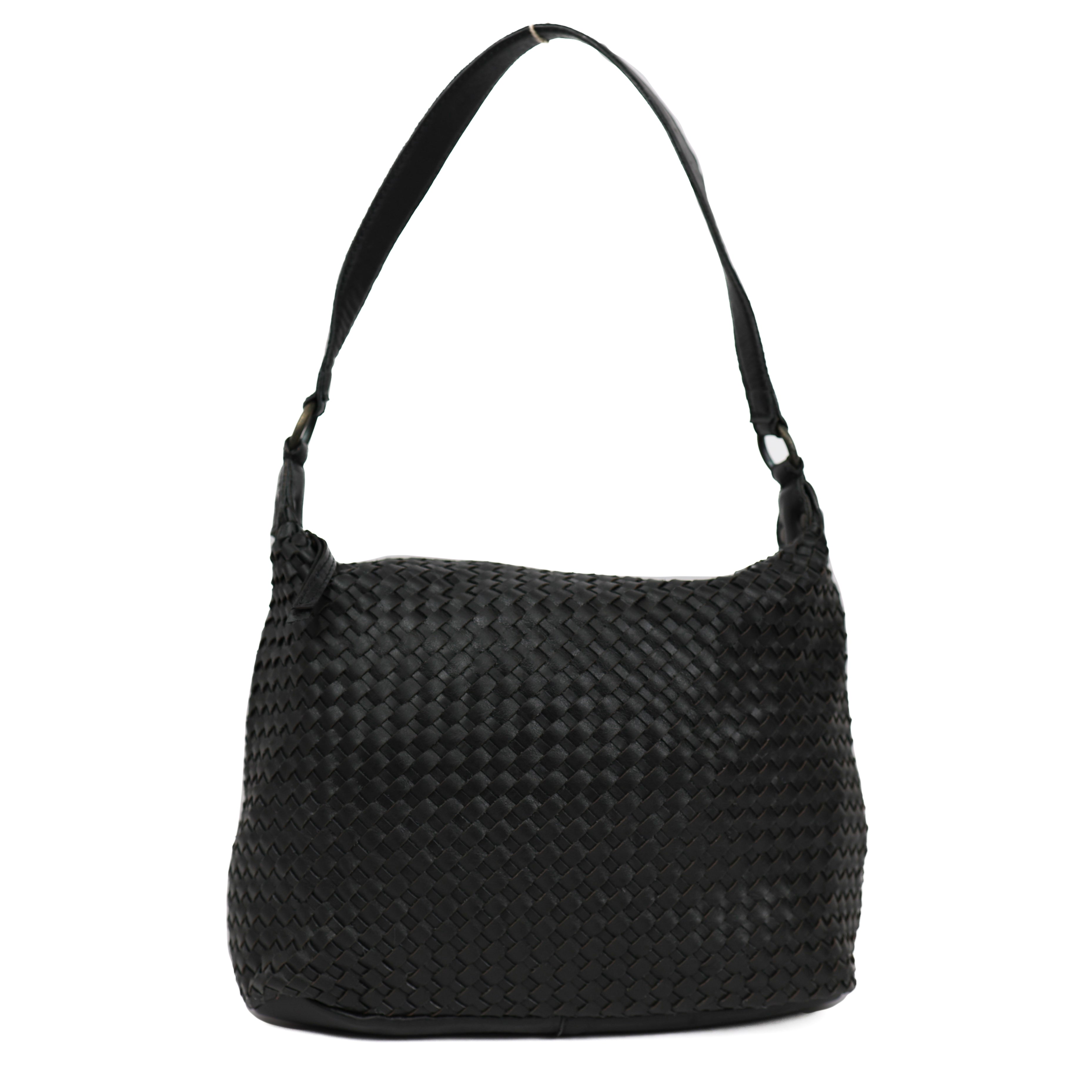 Geflochtene Beuteltasche 'Marlène' Schwarz