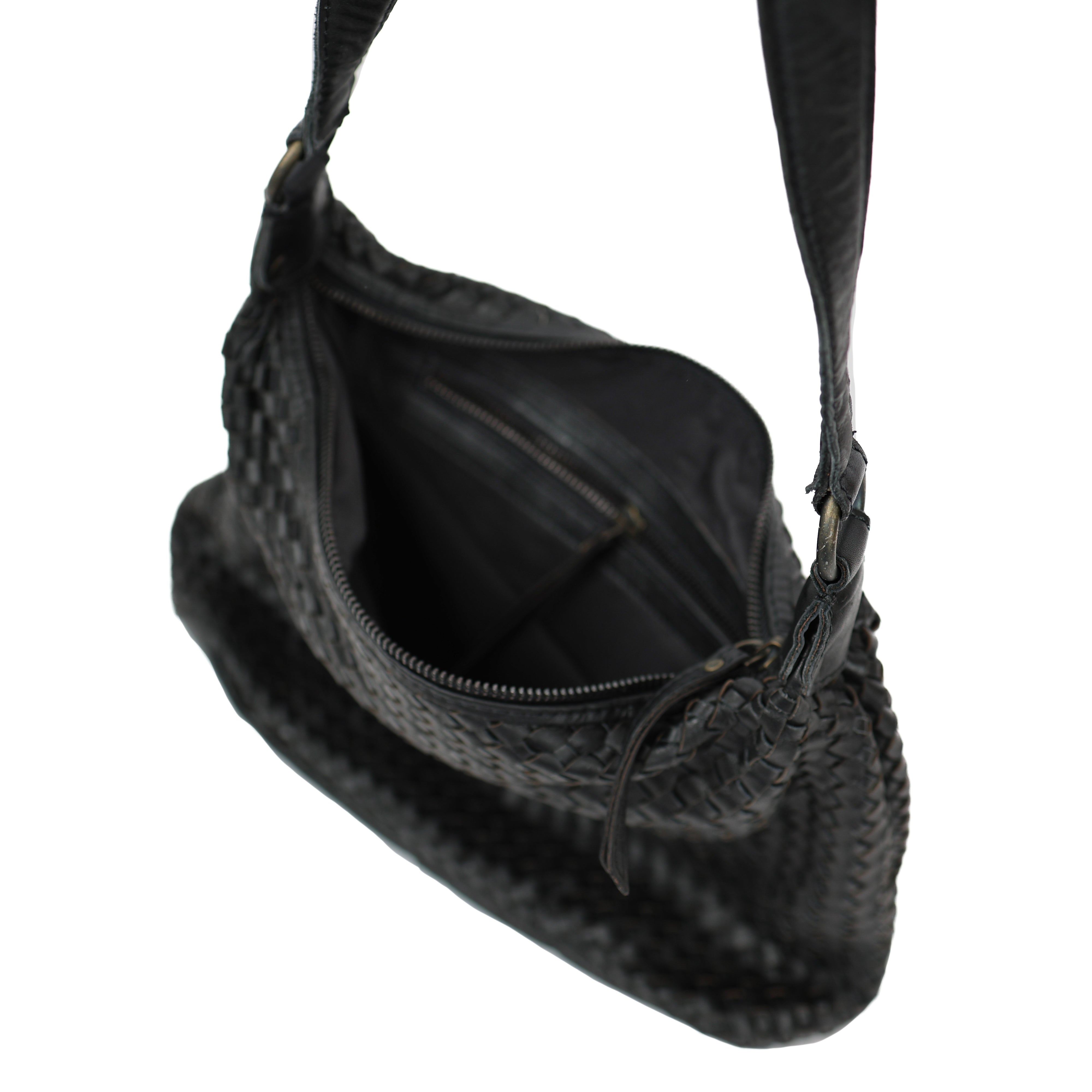 Geflochtene Beuteltasche 'Marlène' Schwarz