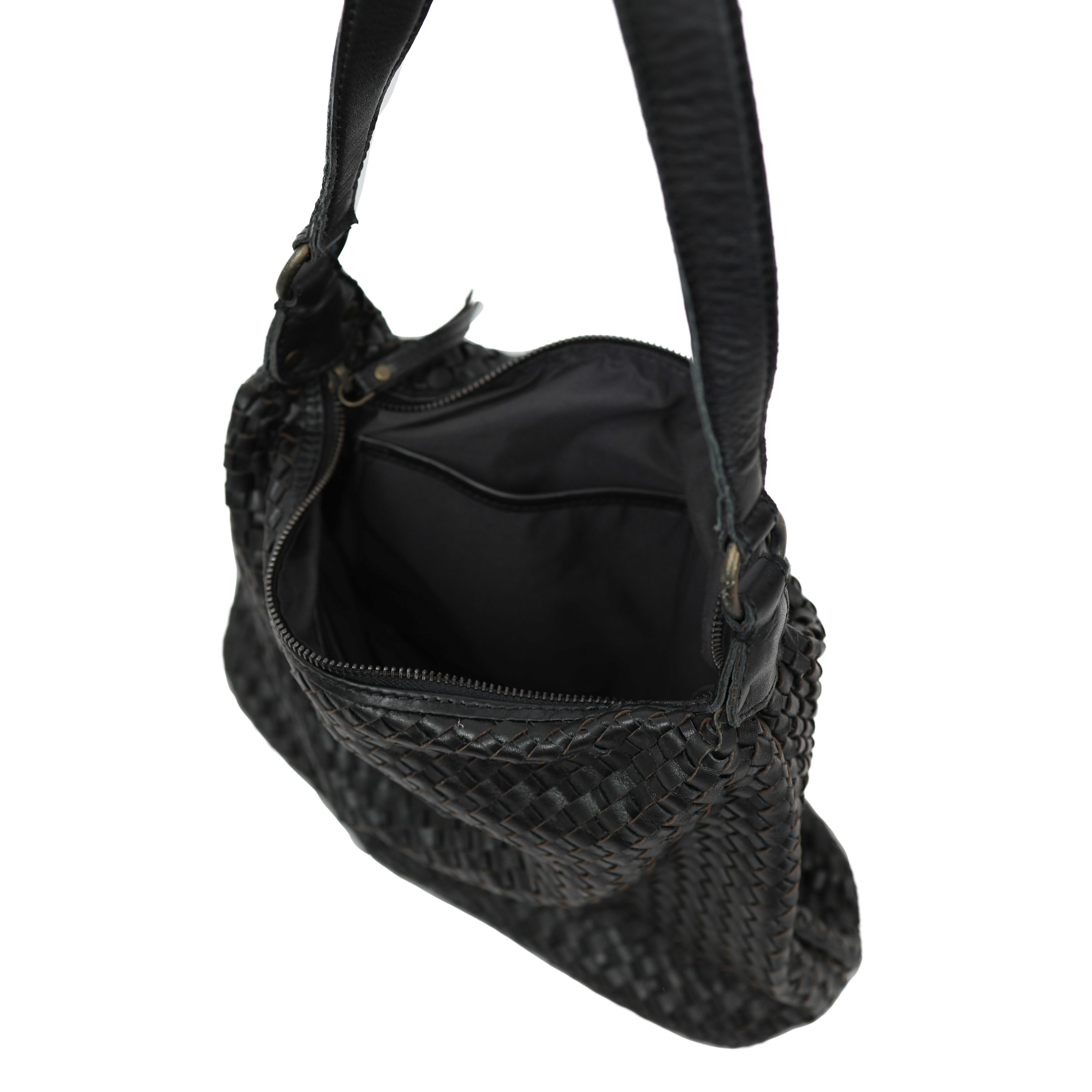 Geflochtene Beuteltasche 'Marlène' Schwarz