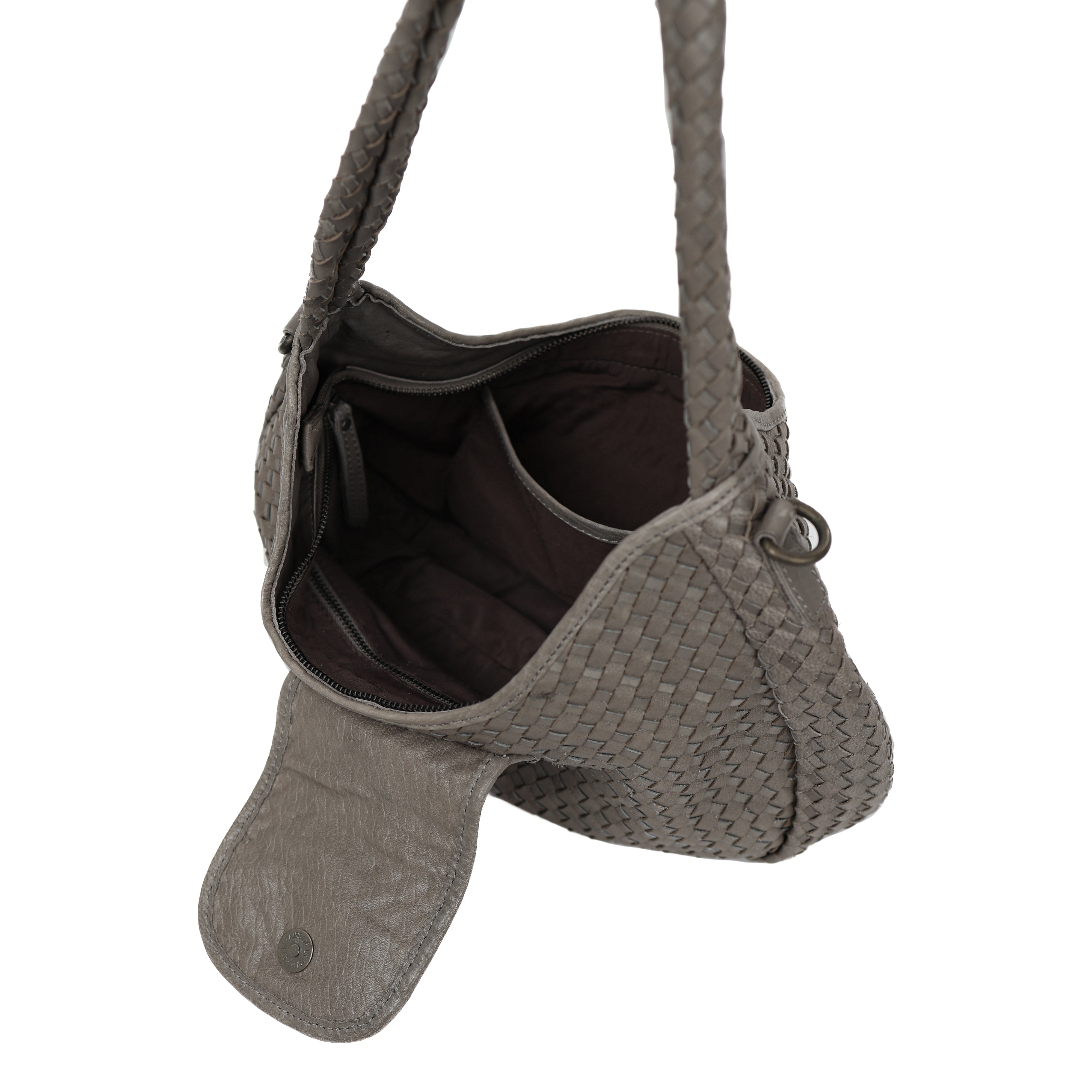 Geflochtene Beuteltasche 'Amelie' Grau