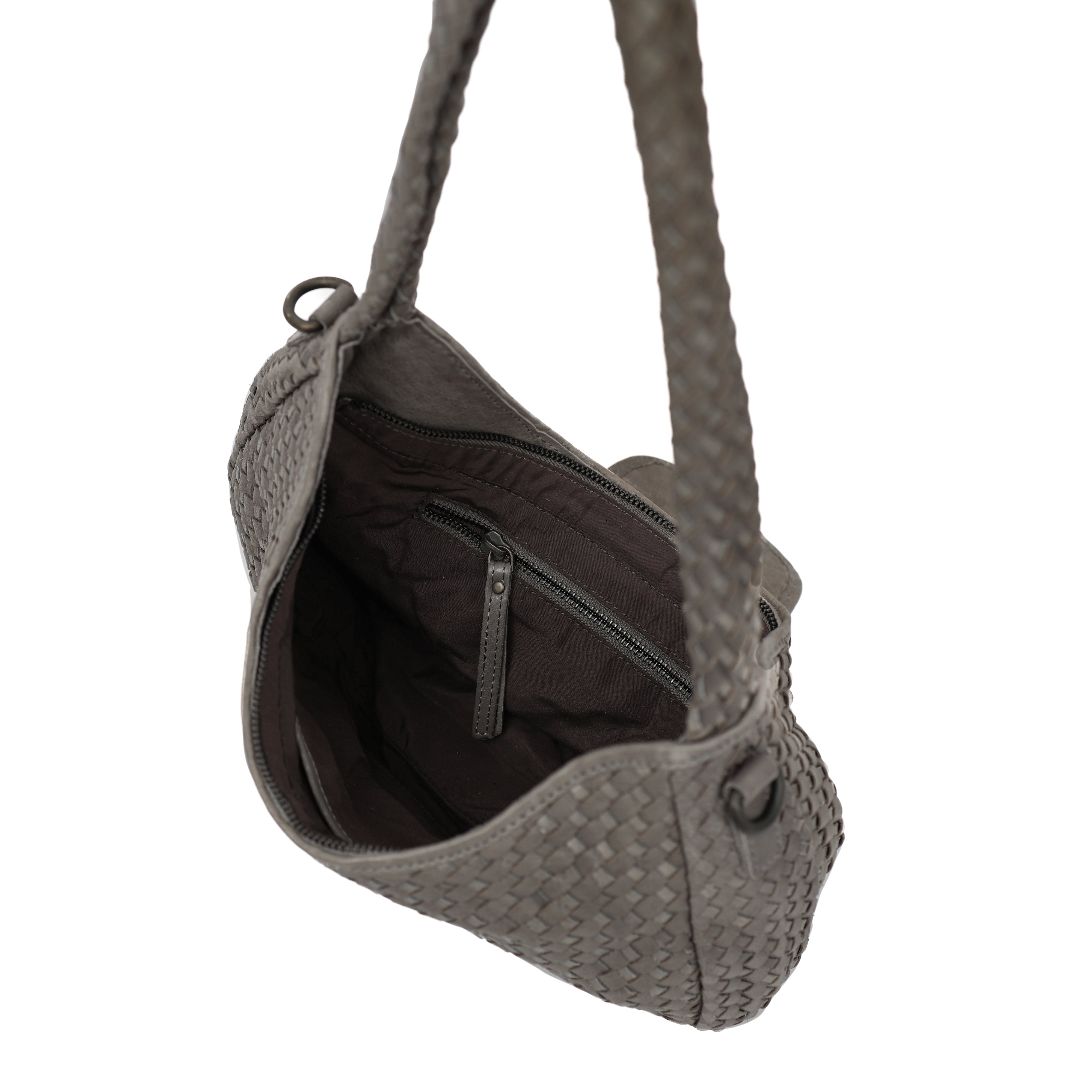 Geflochtene Beuteltasche 'Amelie' Grau