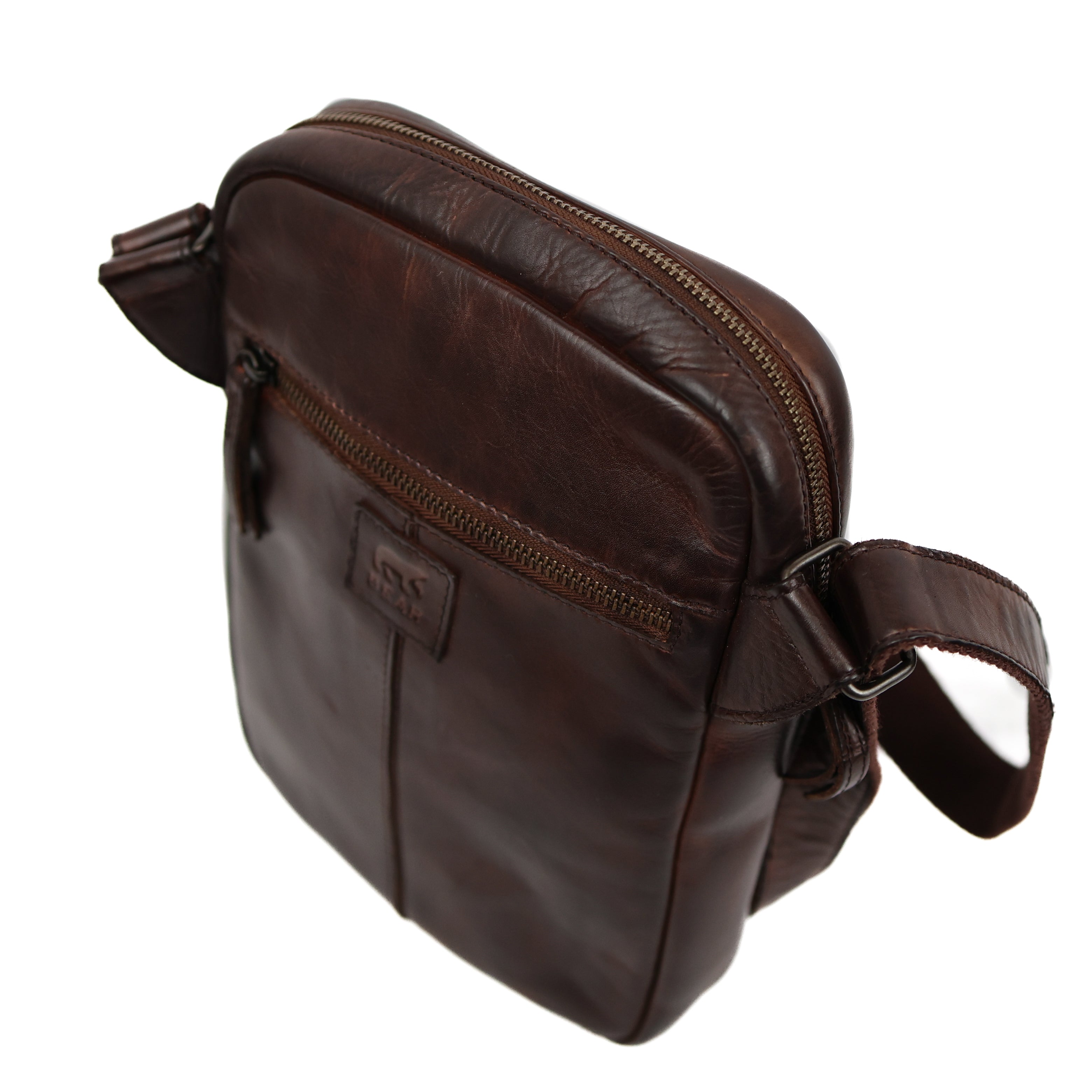 Schoudertasje met ritsen 'Jody' donkerbruin