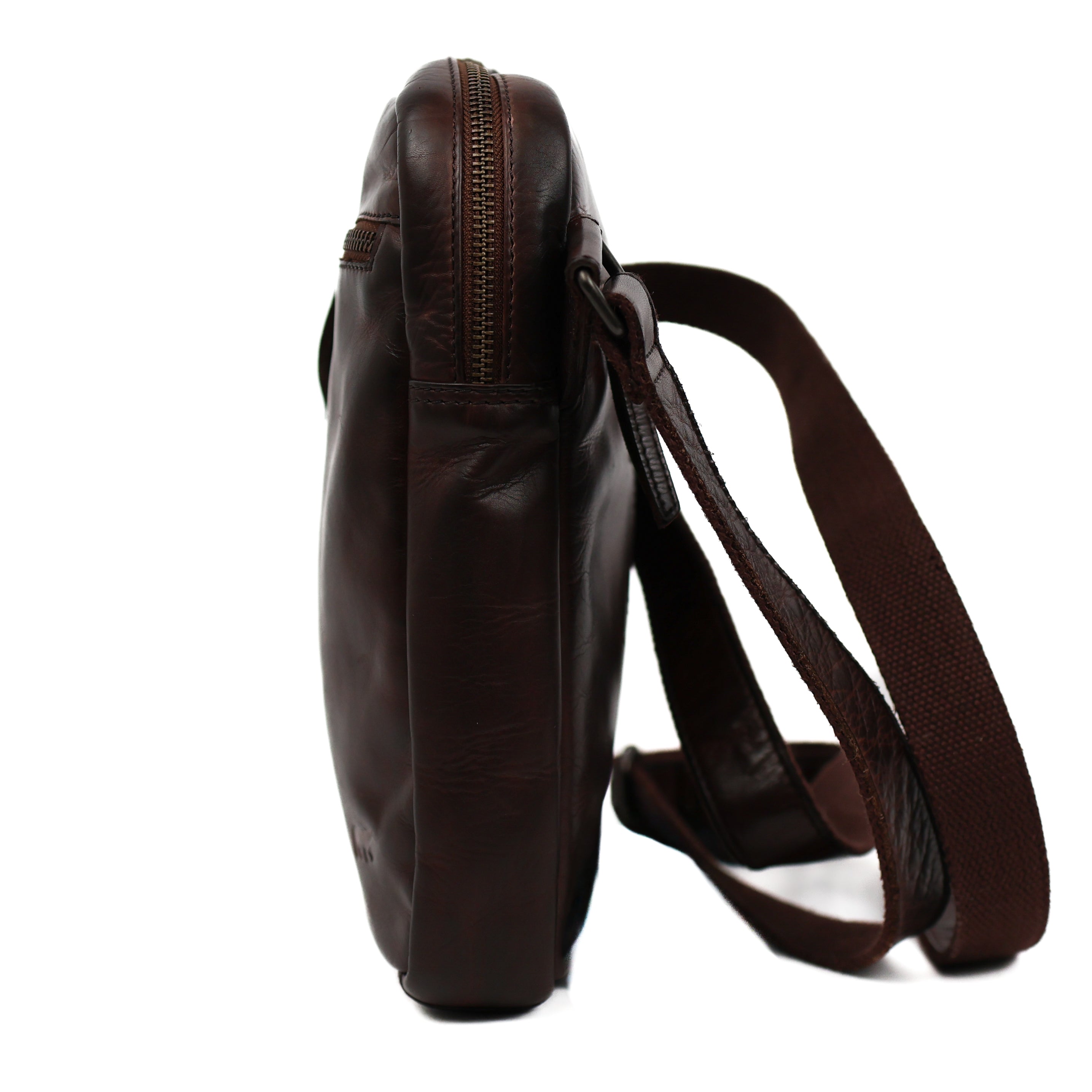 Schoudertasje met ritsen 'Jody' donkerbruin