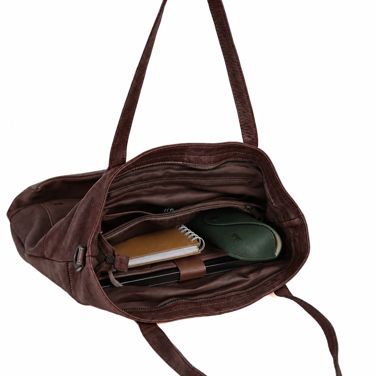 Geräumige Shopper-/Schultertasche mit Laptopfach – „Claire“ Dunkelbraun