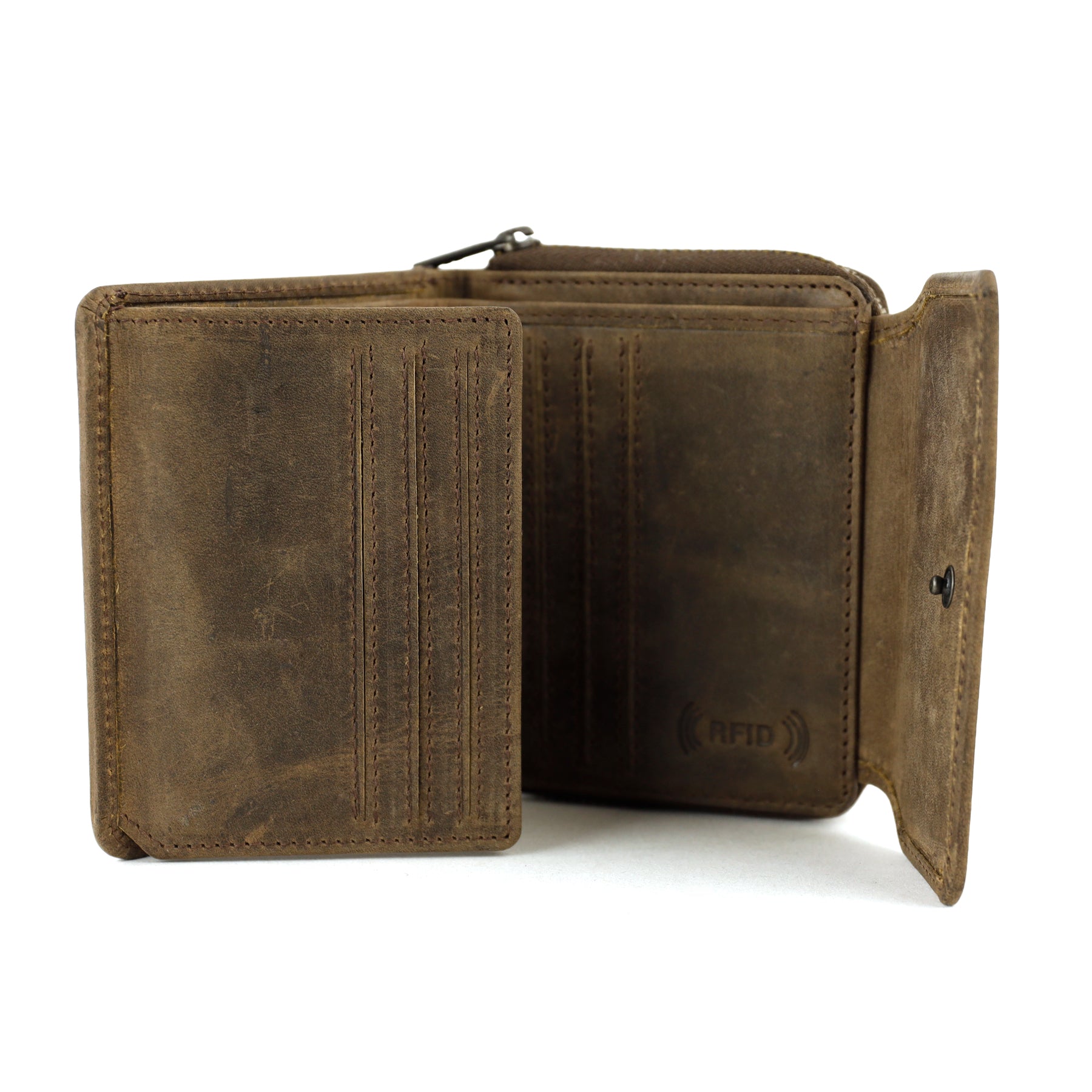 Geldbörse mit Reißverschluss 'Britt' Braun