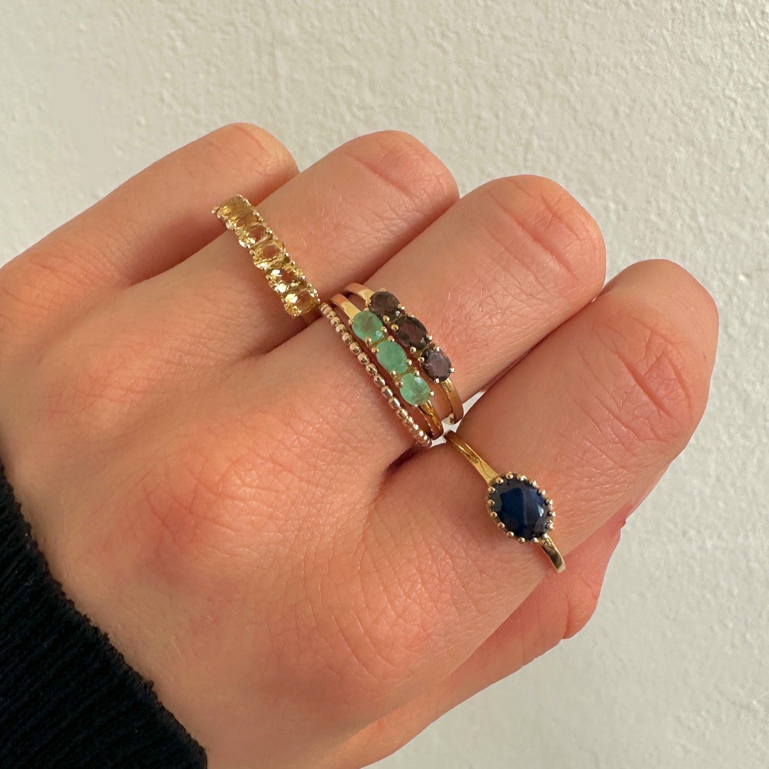 Trio Smoky Ring | 14K Gold