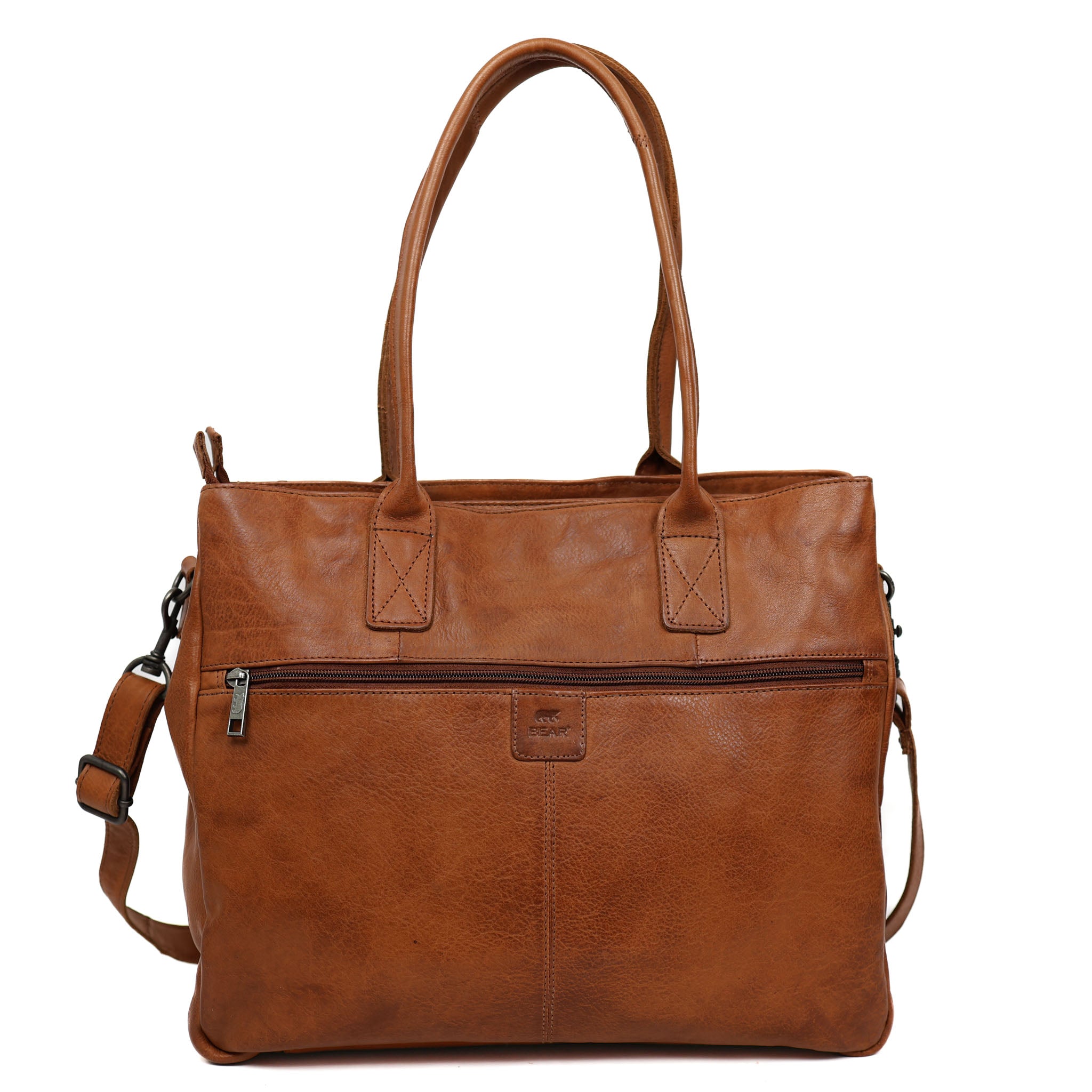 Hand-/Umhängetasche mit Laptopfach 'Maeve' Cognac