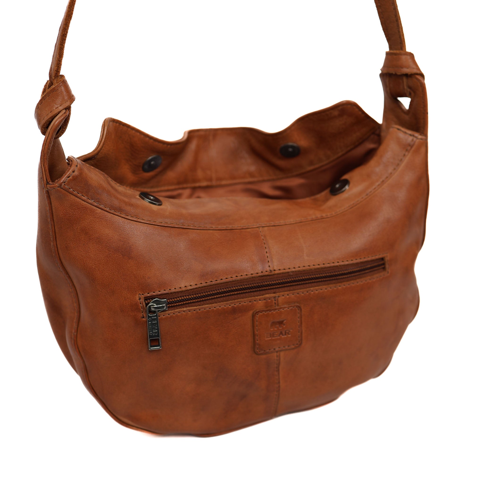 Mittelgroße Beuteltasche 'Senn' Cognac