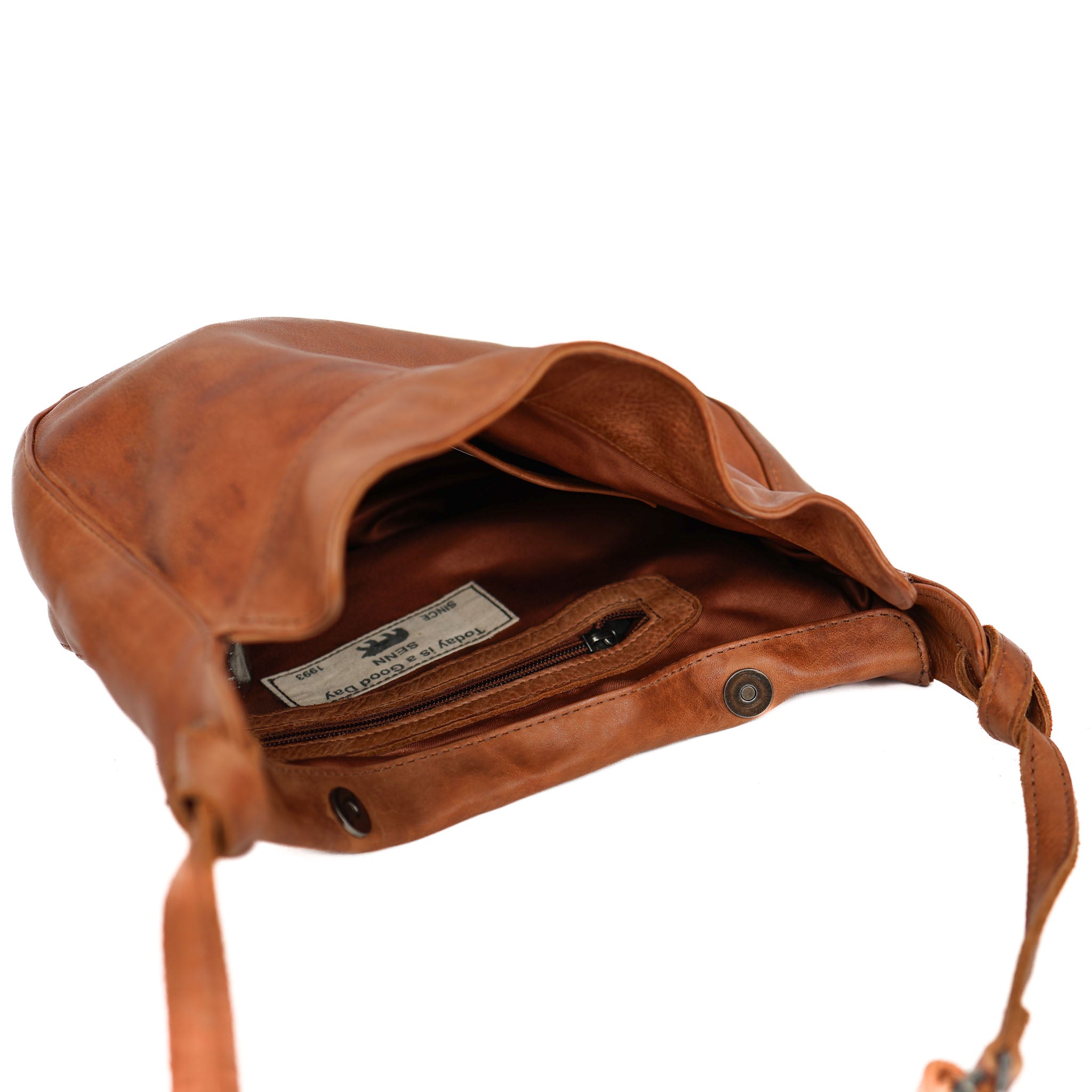 Mittelgroße Beuteltasche 'Senn' Cognac