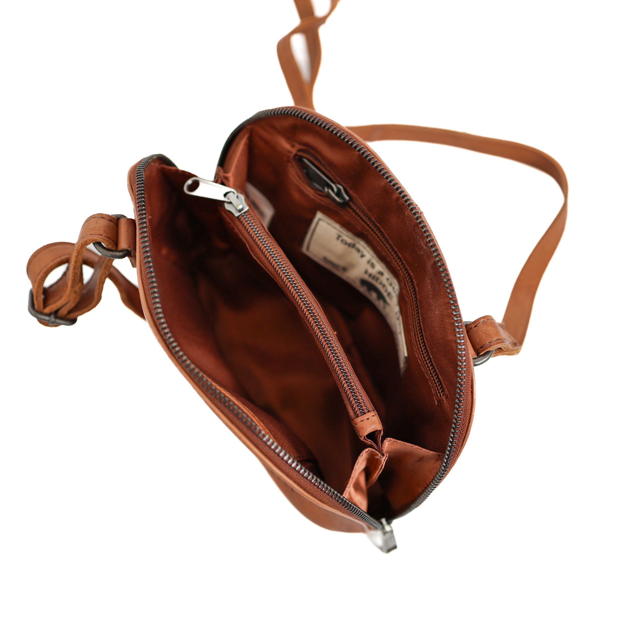 Umhängetasche mit Reißverschluss 'Hidde' Cognac