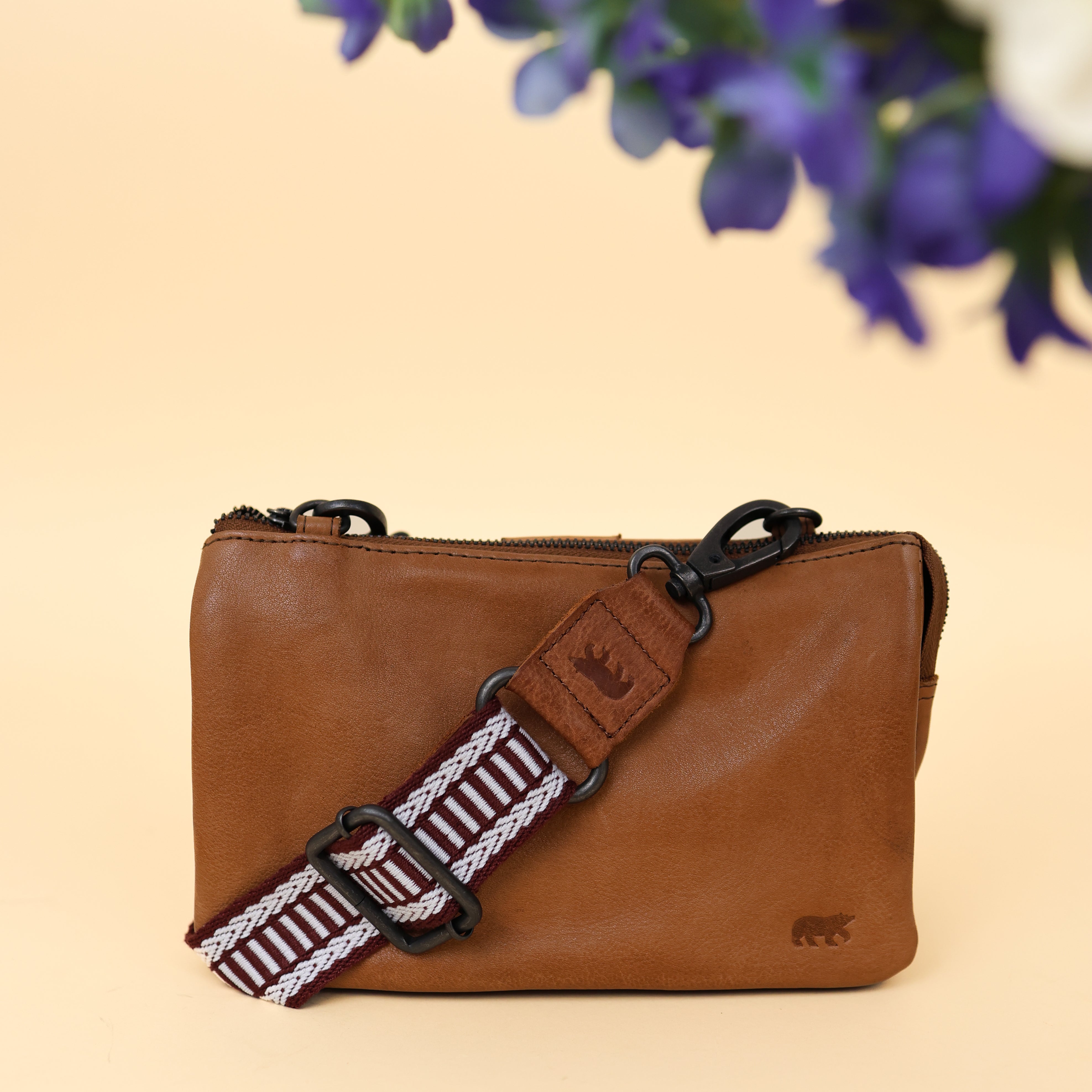 Bag Strap 'Pattern' Bordeaux/Weiß