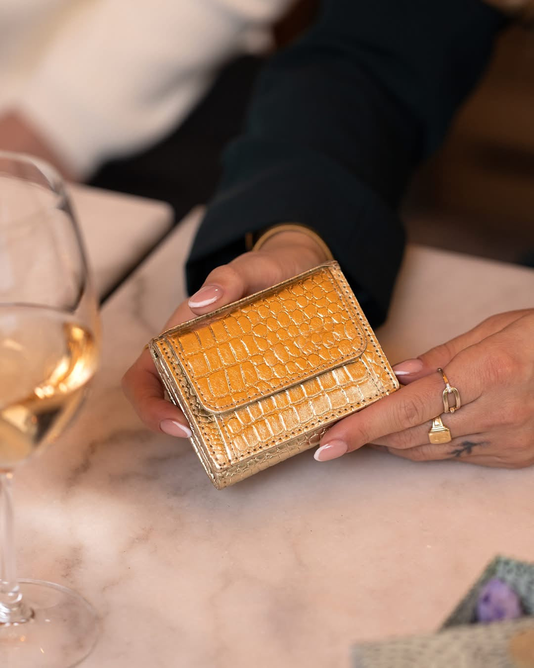 Geldbörse 'Nana' Croco Champagne