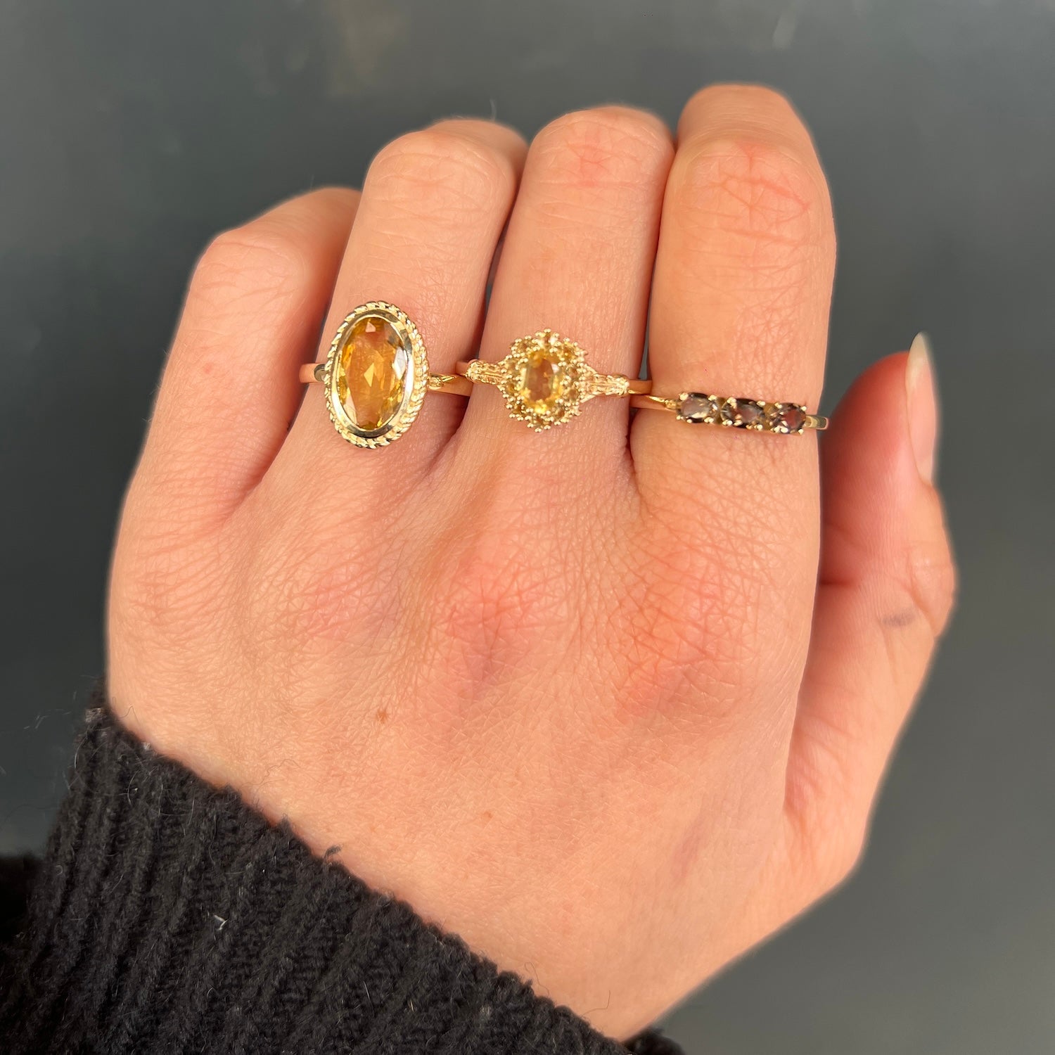 Citrien Flower ring | 14K Goud
