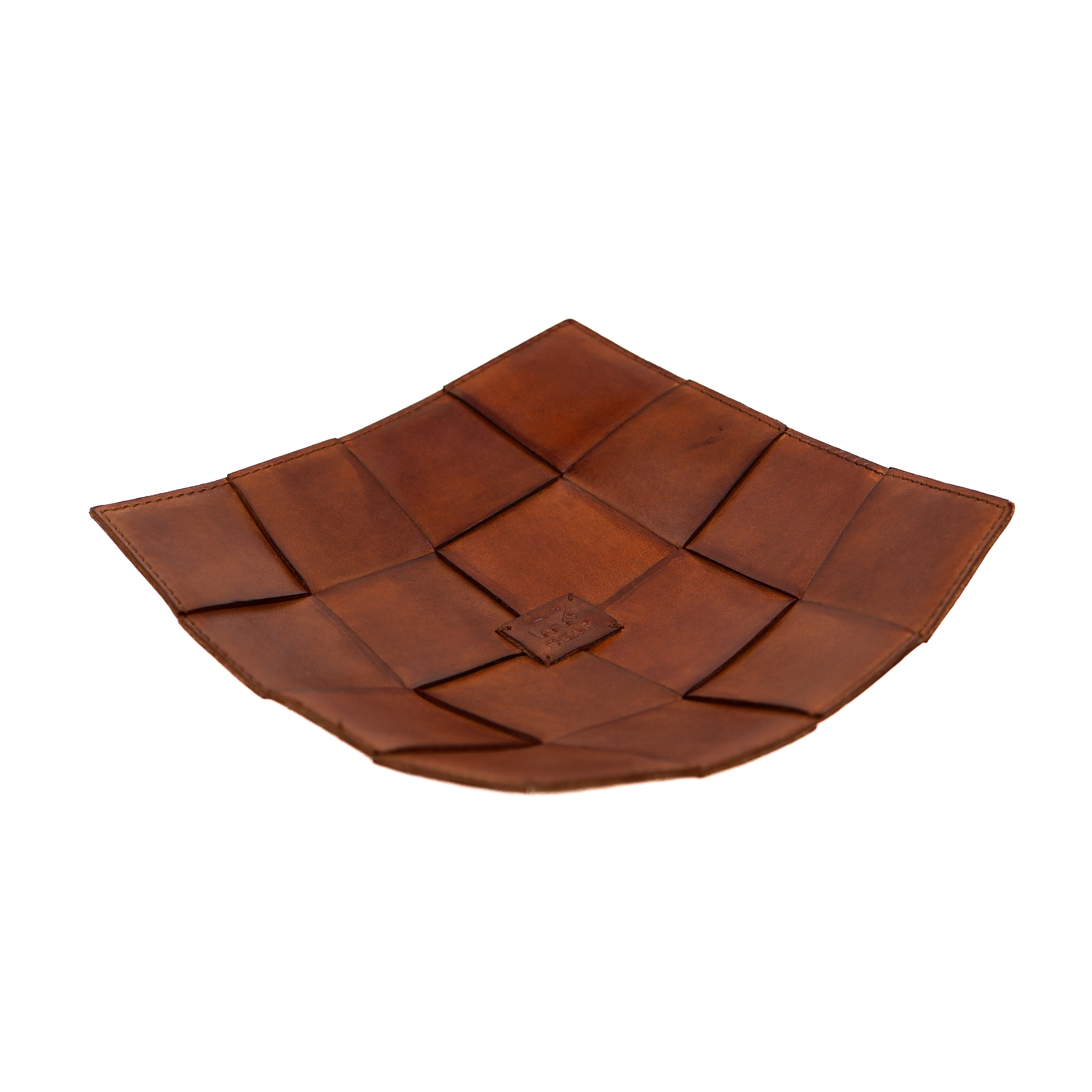 Leder Dekoratives Tablett/Präsentationsschale 'Isabel' Cognac