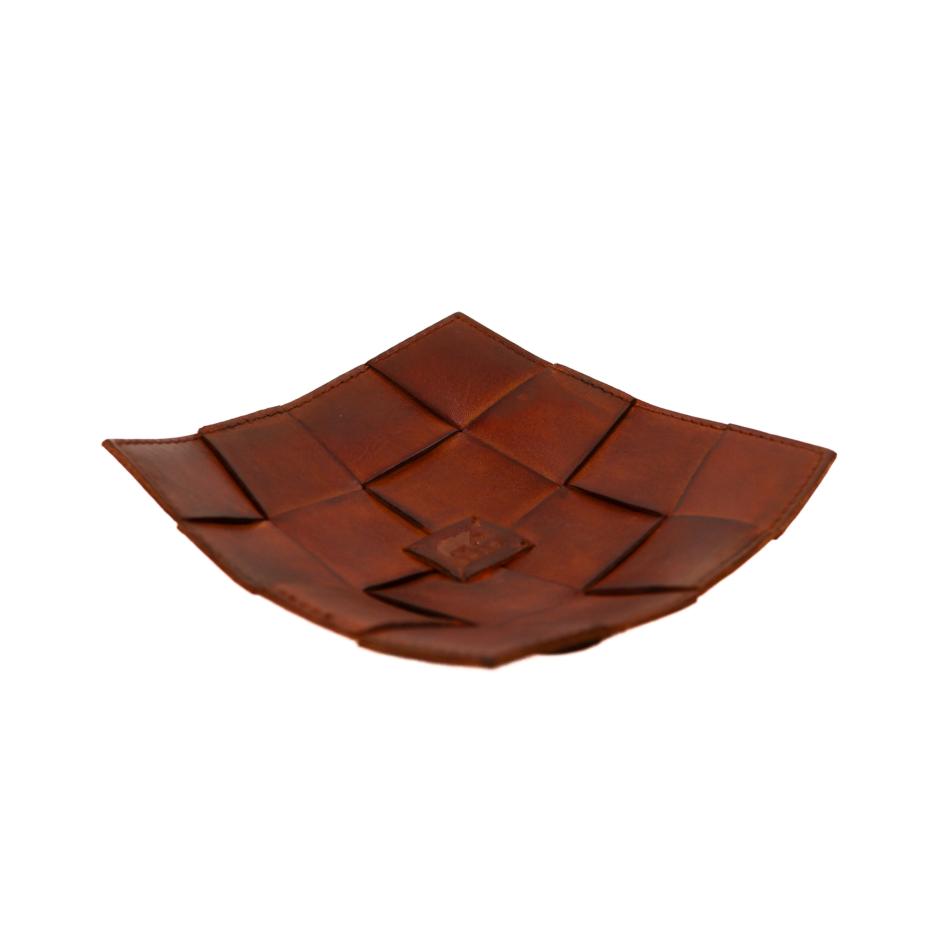 Leder Dekoratives Tablett/Präsentationsschale 'Isabel' Cognac